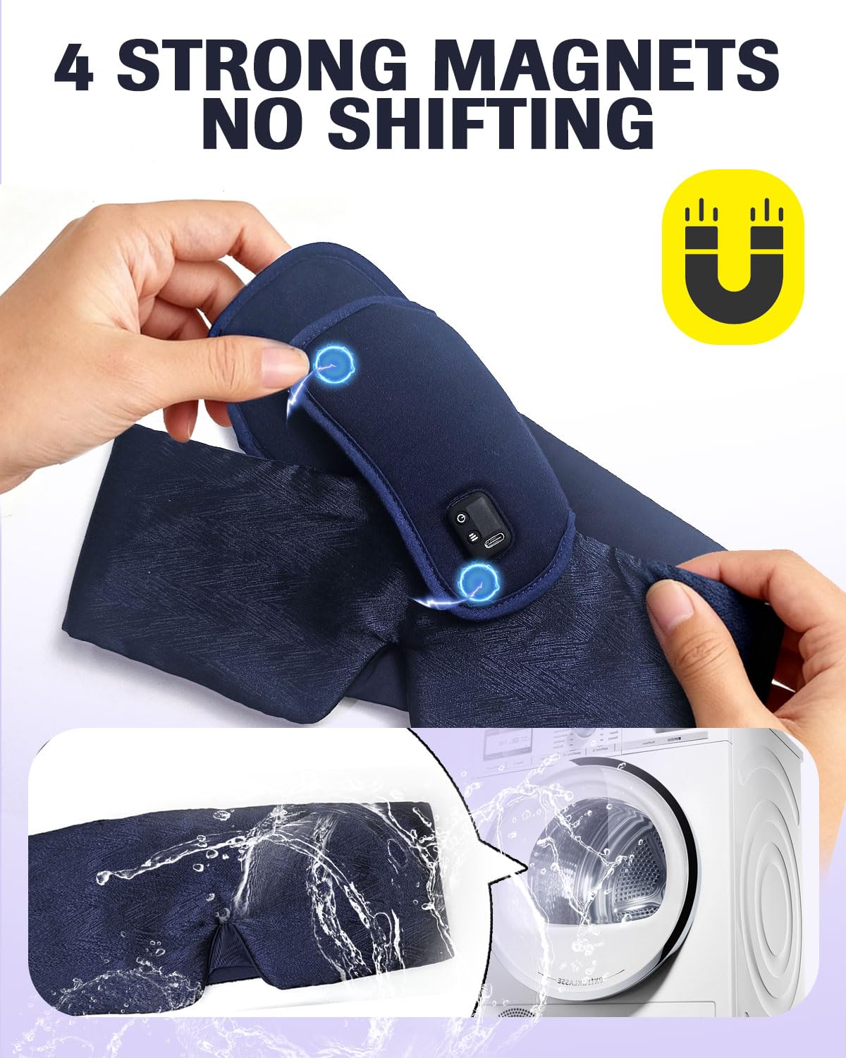 COMOIL 2500mAh Silk Cordless Heated Eye Mask, Quiet Velcro & Magnetic Detach,35-65℃ Stepless Precision Warm Eye Compress for Dry Eyes, 6 Timers,Washable Heating pad for Eye Care & Improved Sleep