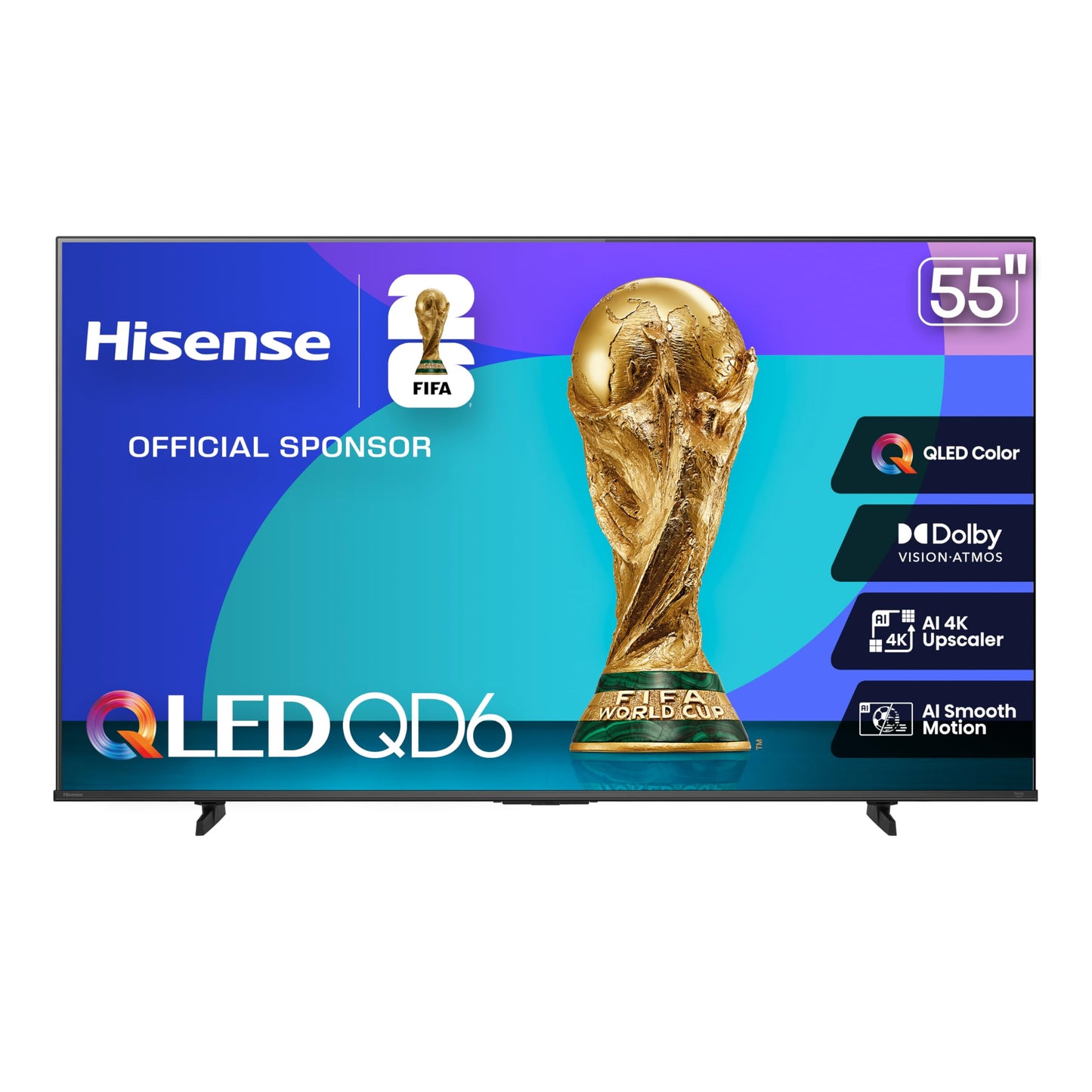 Hisense 55" Class QD6 Series (55QD6QF, 2025 Model) QLED 4K UHD Smart Fire TV, Voice Remote with Alexa, Dolby Vision, Dolby Atmos, Motion Rate 120, HDR 10+, Game Mode Plus, MEMC, VRR, ALLM