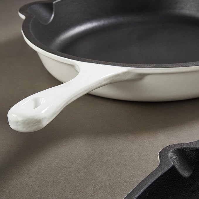 BergHOFF 10Pc Neo Enameled Cast Iron Cookware Set, Matching Lid, Oven Safe Up To 400°F, White