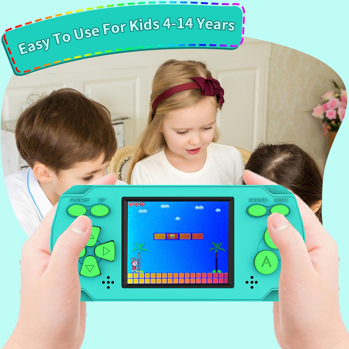 Handheld Game for Kids, Portable Gaming Player with Built in 218 Classic Retro Video Games, Mini Arcade Electronic Toy for Birthday Gift, Needs 3PCS AAA Batteries