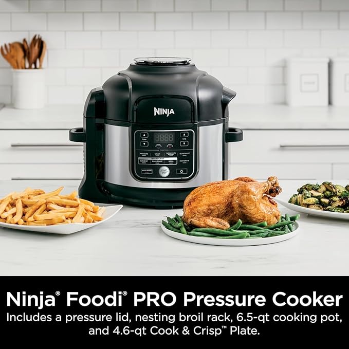 Ninja Foodi 10 in 1 Pressure Cooker & Air Fryer, 6.5 Quart - Stainless Steel Multi-Cooker with Precise Heating - Perfect Holiday Gift & Healthy Fast Cooking (LARGE)