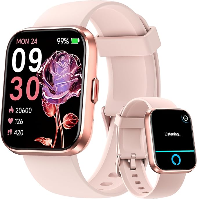 Smart Watches for Women, Alexa Built-in Fitness Watch with 1.8" LCD Screen & Bluetooth Call (Make/Answer), Heart Rate/SpO...