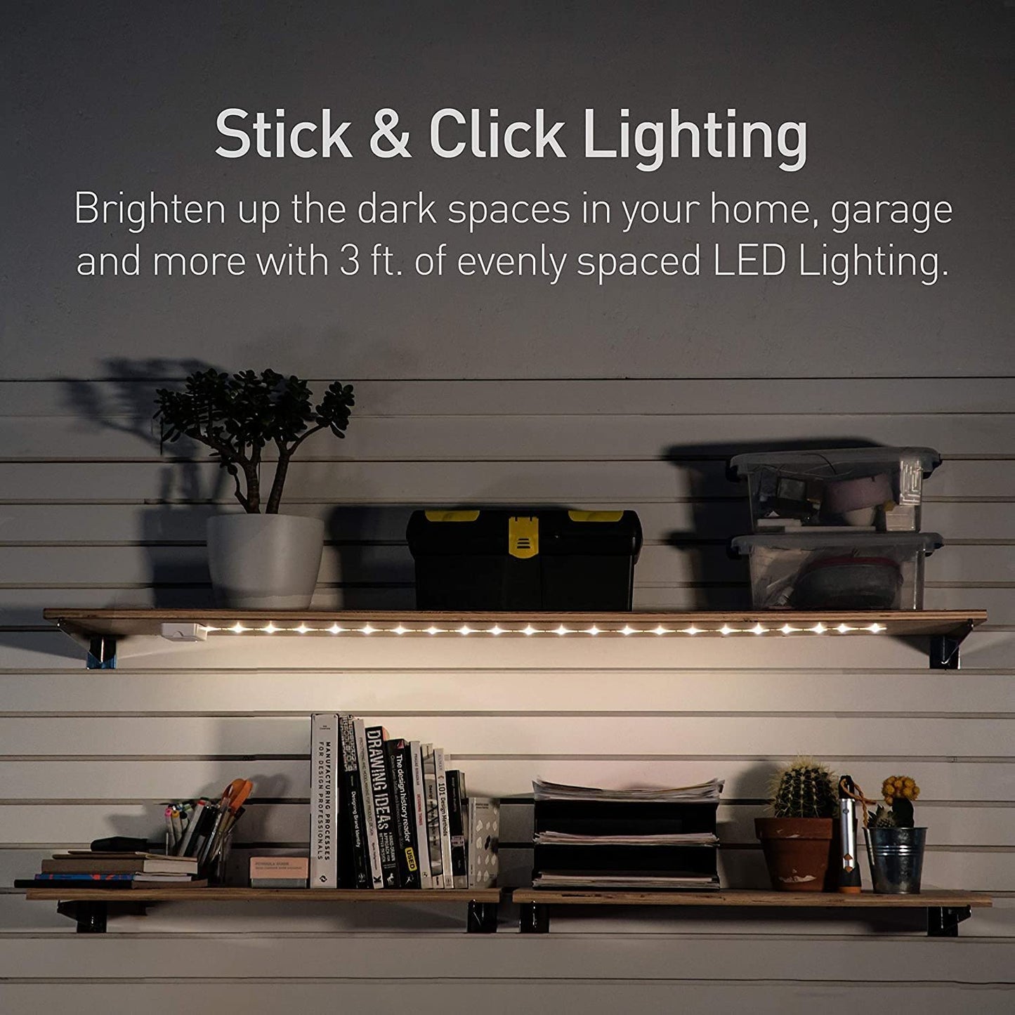 Power Practical Luminoodle Click LED Light Strip - Under Cabinet Lighting, 1-Pack, Warm Light (2700K), Model CLICKW