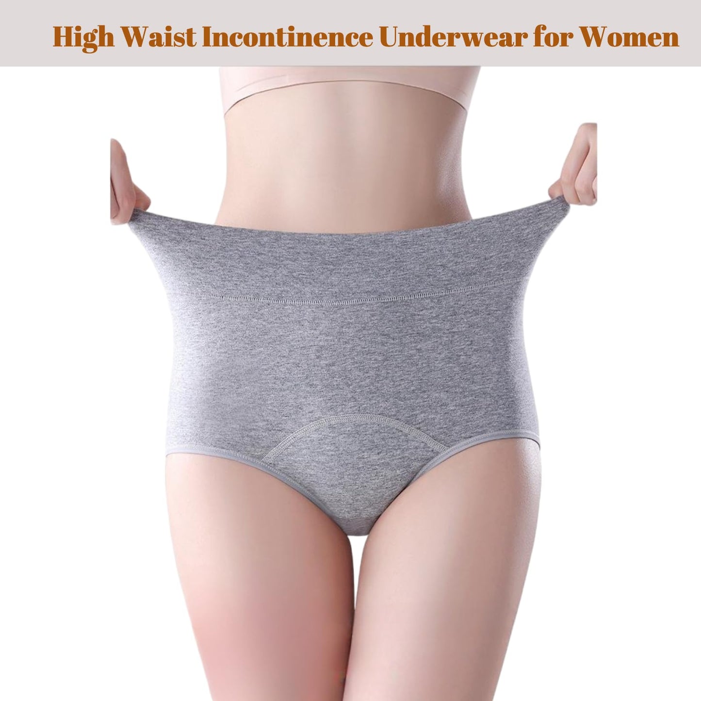 3 Pack Women's Incontinence Underwear Washable, Double Elastic High Waist Adult Incontinence Protective Briefs, Reusable for Light Bladder Leakage(XL-Waist: 26.0''~40.2'')