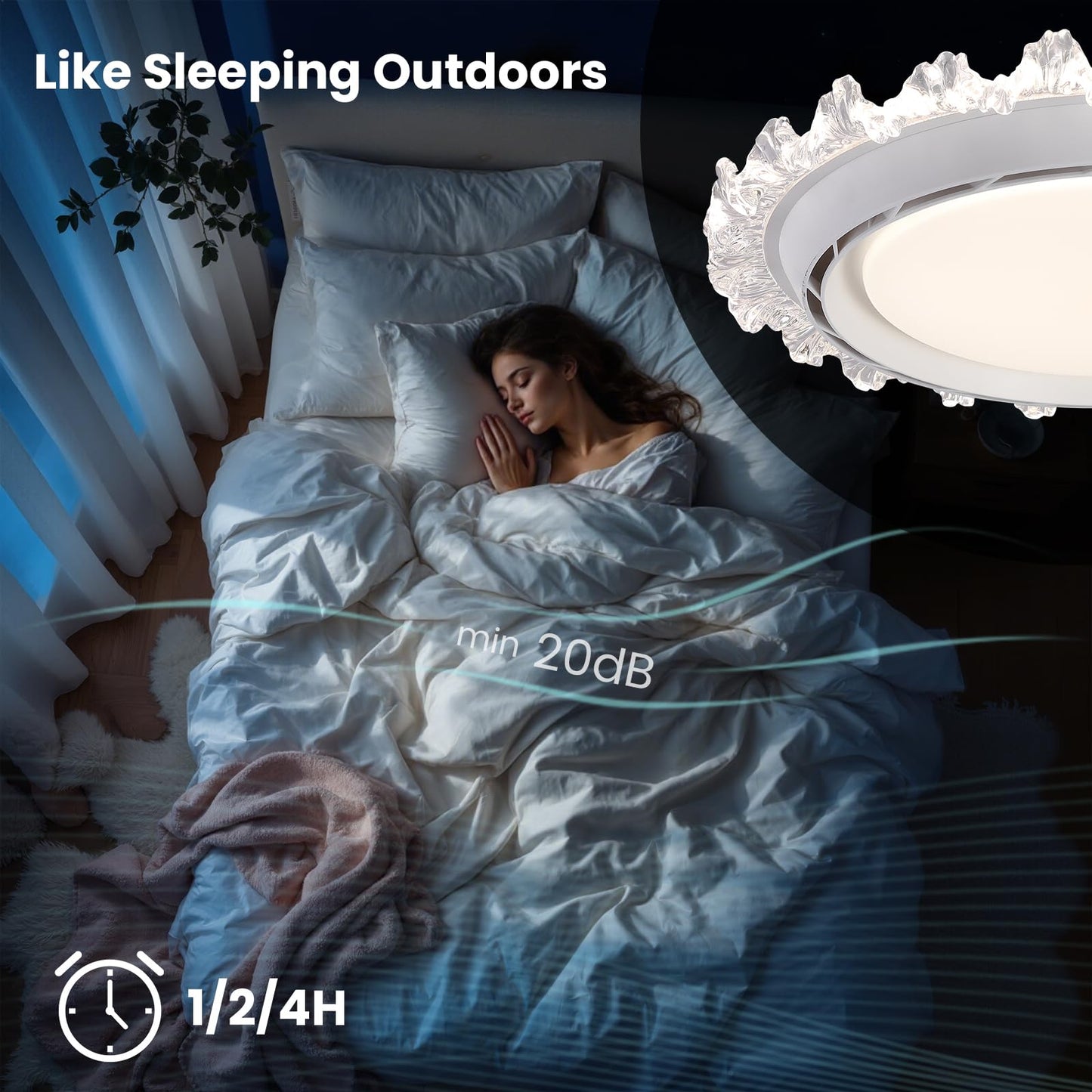 WVMNQO cutting edgeless Ceiling Fan Light Combo, 19.7in Ultra-Thin, Quiet 20dB, Remote Control, Crystal Finish