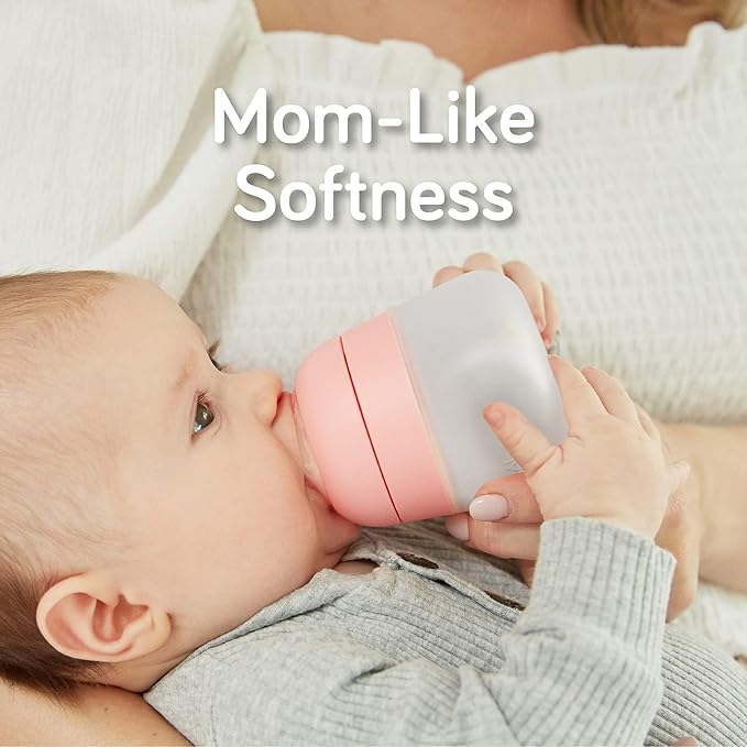 Nanobebe Flexy Silicone Baby Bottle, Anti-Colic, Natural Feel, Non-Collapsing Nipple, Non-Tip Stable Base, Easy to Clean, 3-Pack, White, 9oz