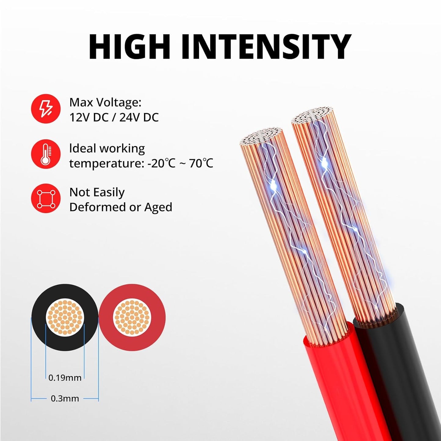 NAOEVO 14 Gauge Wire 300FT, 2 Conductors Electrical Wire Red Black Cable, Flexible/Low Voltage/PVC 14 AWG Copper Clad Aluminum Extension Cord for Speaker, LED Strips, Automotive 12V/24V DC