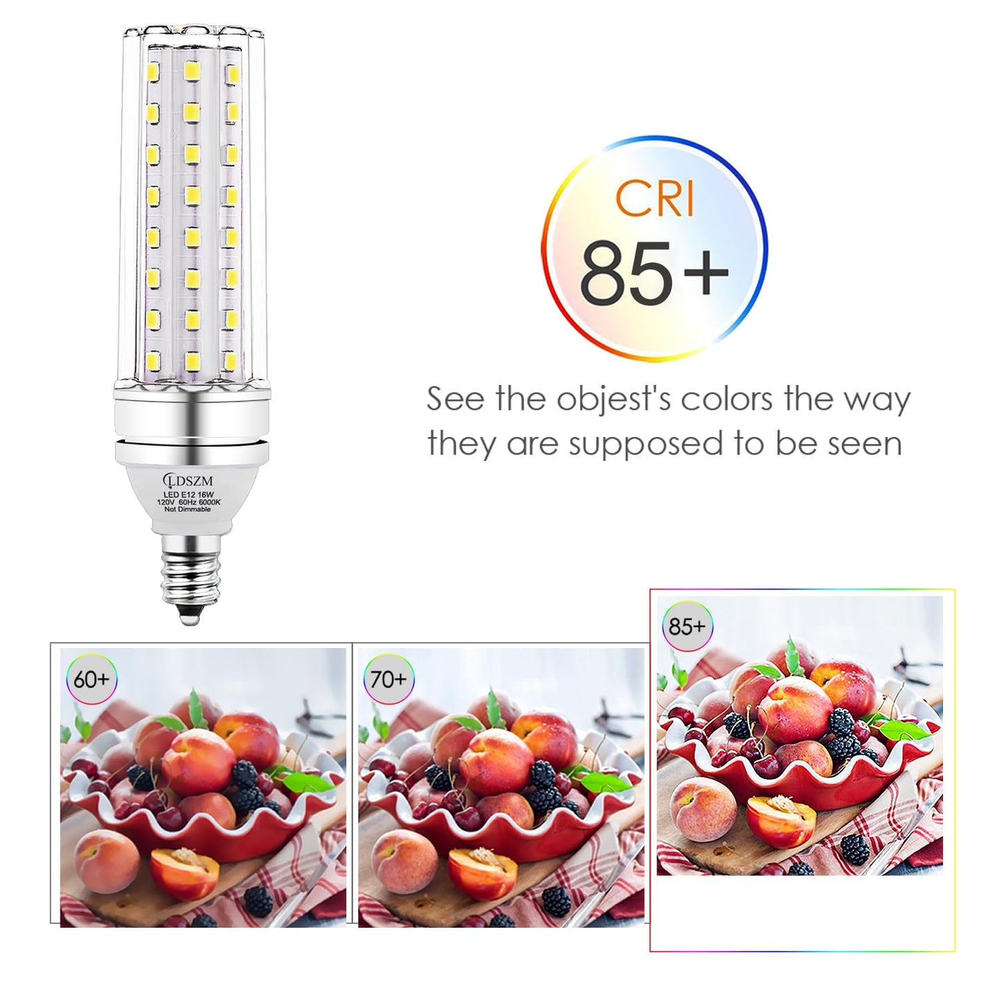 LDSZM E12 LED Candelabra Bulbs 16W 1400lm Non-Dimmable Daylight 6000K Pack of 4