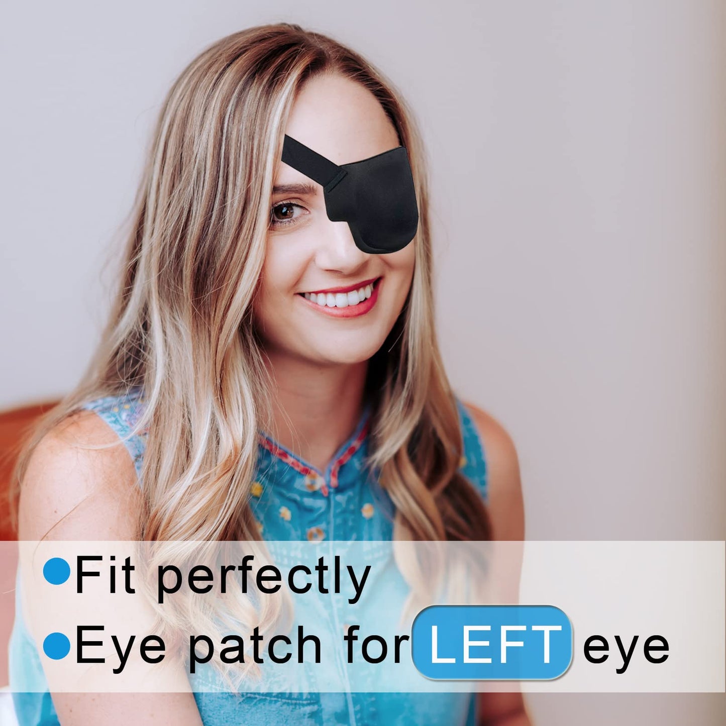 Eye Patches for Adults and Kids, 2 Pcs 3D Eye Patch Black Adjustable Medical Eyepatch for Lazy Eye Amblyopia Strabismus and After Surgery (Left Eye - Black, 1 Count (Pack of 2))