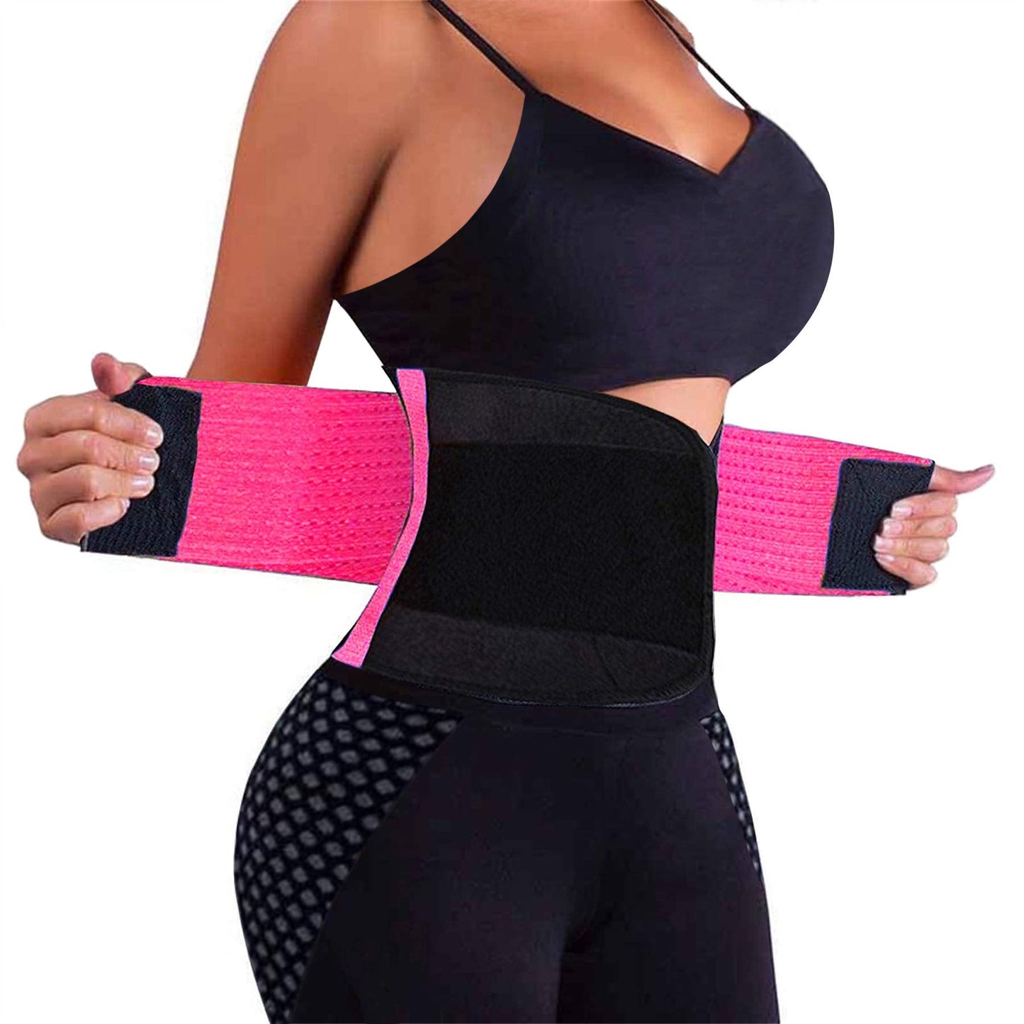 VENUZOR Waist Trainer Belt for Women - Waist Cincher Trimmer - Slimming Body Shaper Belt - Sport Girdle Belt (UP Graded)(Hot Pink,Large)