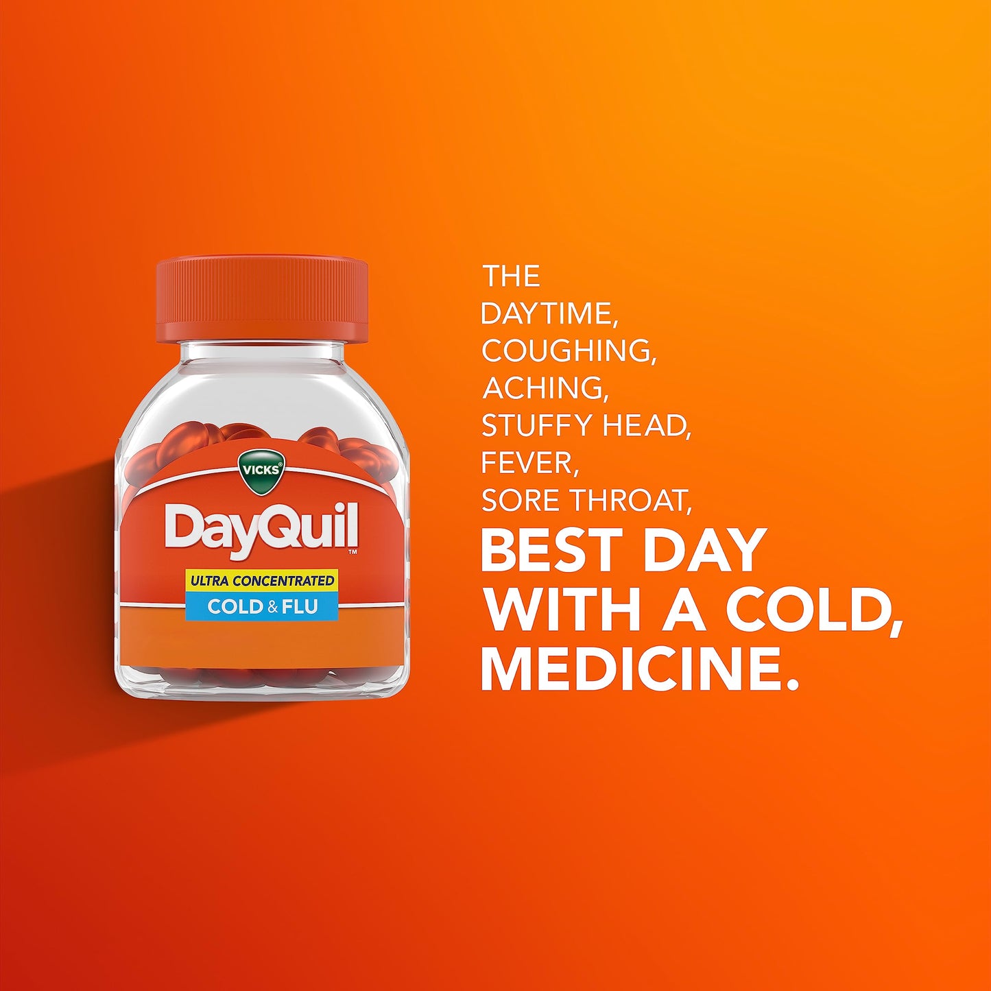 Vicks DayQuil & NyQuil Ultra Concentrated Liquicaps Co-Pack, Cold & Flu Medicine, Powerful Multi-Symptom Daytime & Nighttime Relief for Headache, Fever, Sore Throat, Minor Aches & Pains, & Cough, 96ct