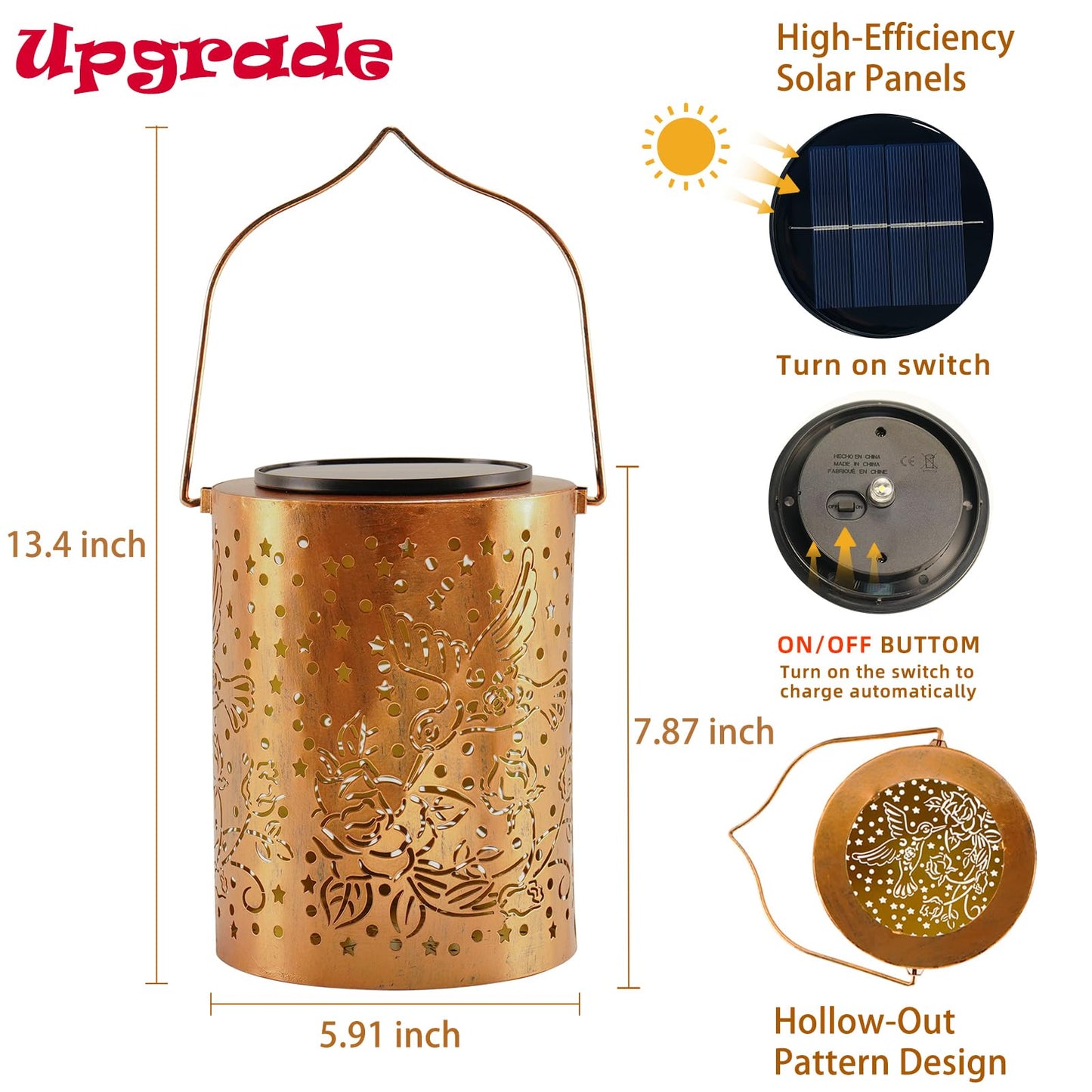 Upgraded 13.4 Large Solar Lanterns Outdoor With Long-Lasting 2000Mah Battery - Thoughtful Gift For Women Mom Grandma - Waterproof Hummingbird Solar Lights Decor For Garden Yard Porch Patio Lawn