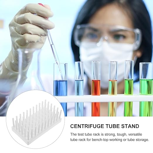 Test Tube Rack Set with Metal Brackets and Polypropylene Holders 3-Piece Lab Tube Stand for Centrifuge Tubes and Glass Test Tubes Compact 6.88X3.74X7.08 Inch Drying and Storage Organizer