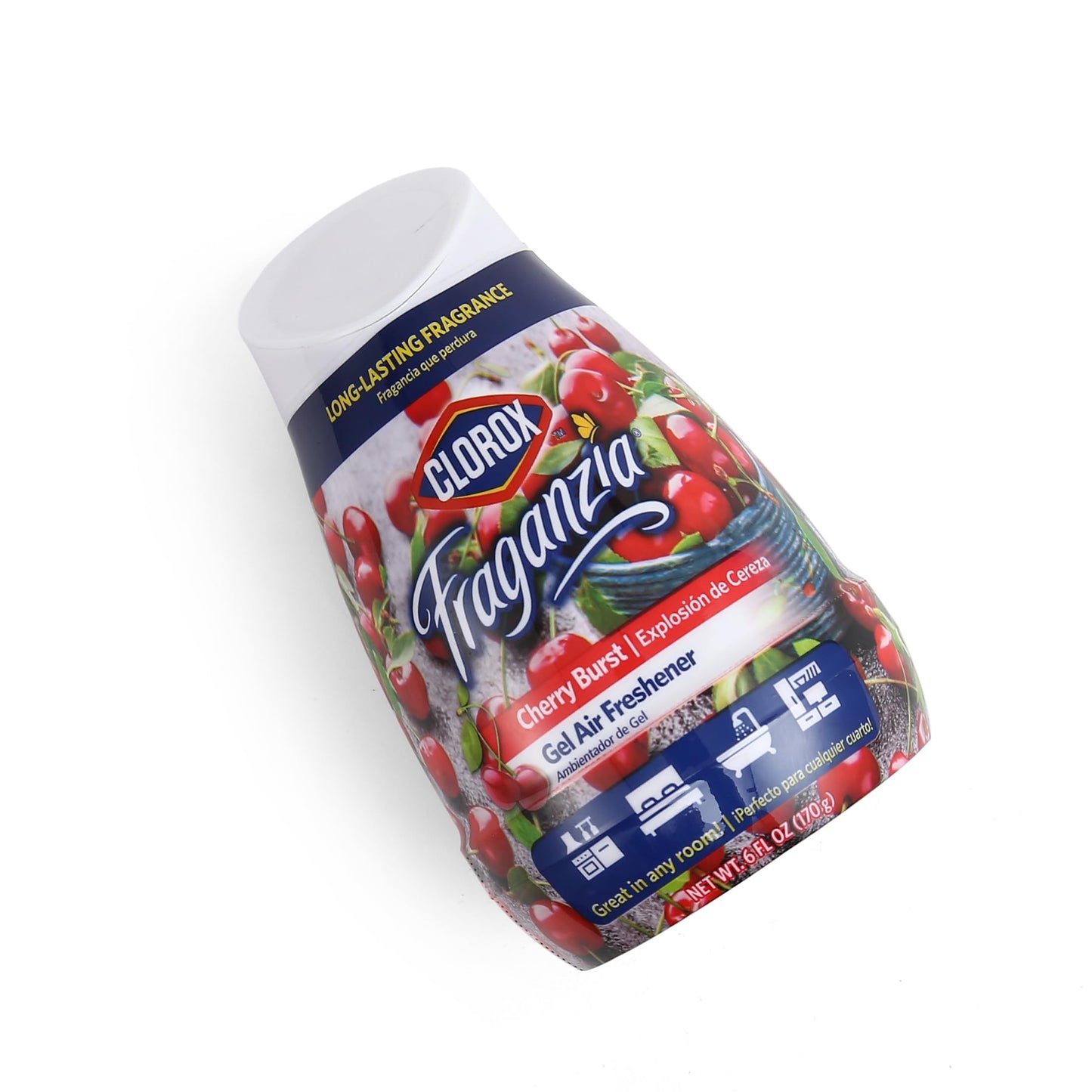 Clorox Fraganzia Gel Air Freshener Cone, Cherry Burst Scent - No-Plug, Battery-Free Air Freshener for Small Rooms, Closets, Kitchens, Bathrooms, Offices and More, 6 Ounce