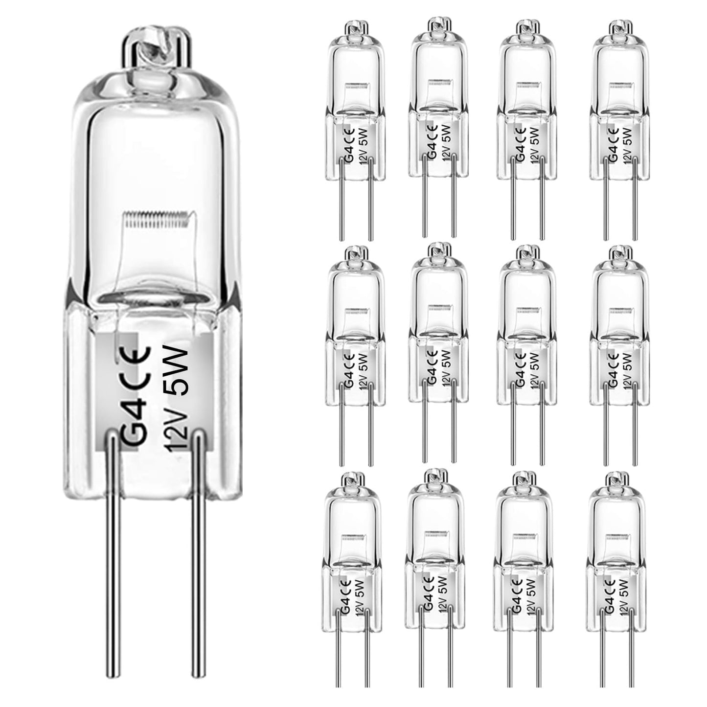 WeshLMPO G4 Halogen Light Bulbs, 10W 12V, 2 Pin Replacement for Puck Lights, Chandeliers, 12 Pack