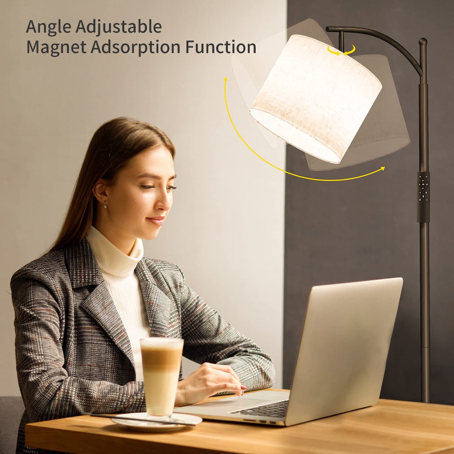SUNMORY Arc Floor Lamp, Modern Design, Remote Control, Stepless Dimmable, Iron, Black, Model MF18166