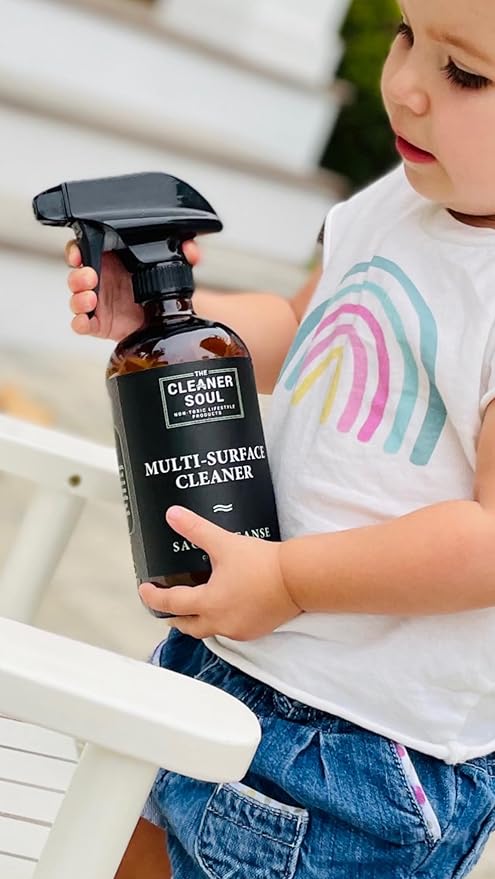 Non-Toxic Multi Purpose Cleaner, Natural Cleaning Spray, Luxurious Refillable Glass Bottle, Essential Oil Fragrance, Safe for All Surfaces, Safe for Animals, Pets, Safe for Humans (Eucalyptus Breathe)