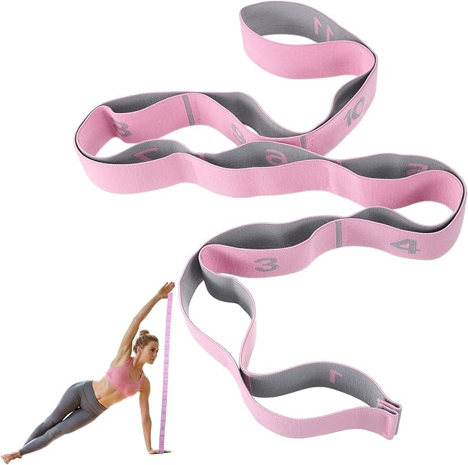 Stretching Strap with 11 Loops Yoga Stretch Strap for Physical Therapy Pilate Ballet Dance Non Slip Exercise Leg Stretch B...