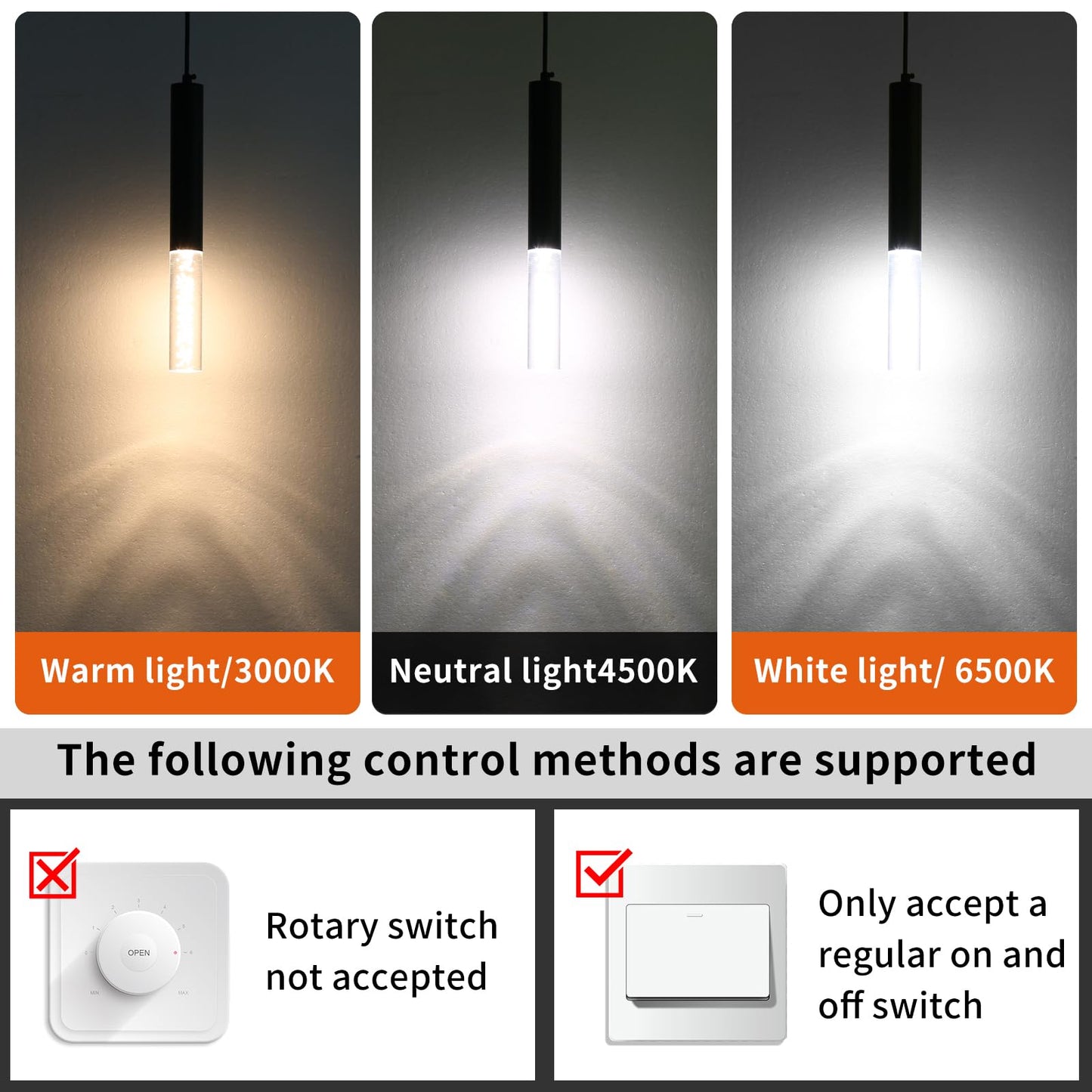 Daoseolo 3 Pack Pendant Lights Kitchen Island  Led Bubble Acrylic Island Lighting Fixtures  3 Color 3000K/4500K/6500K  Modern Cylinder Ceiling Hanging Light For Bedroom  Bar  Dining Room  Bathroom