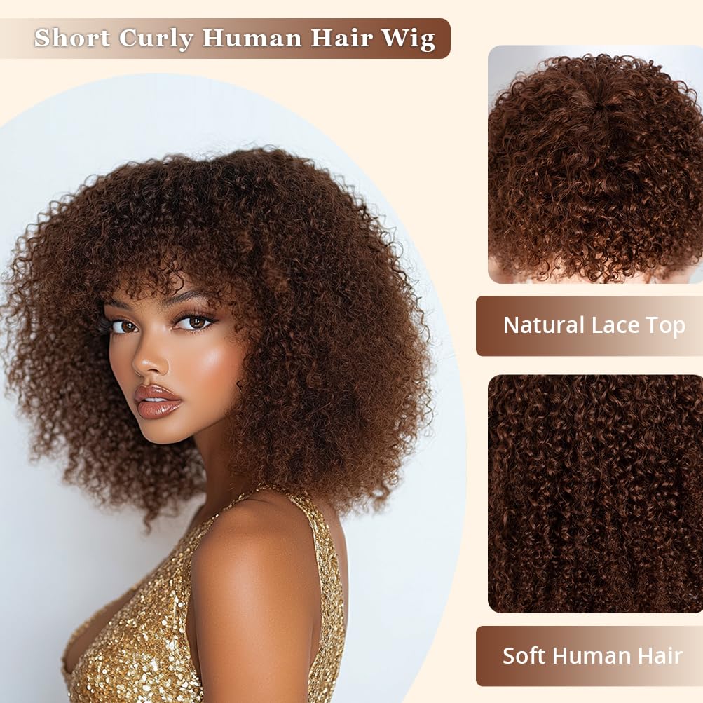 Style Icon 14    Short Afro Curly Human Hair Wigs Glueless Blonde Wig