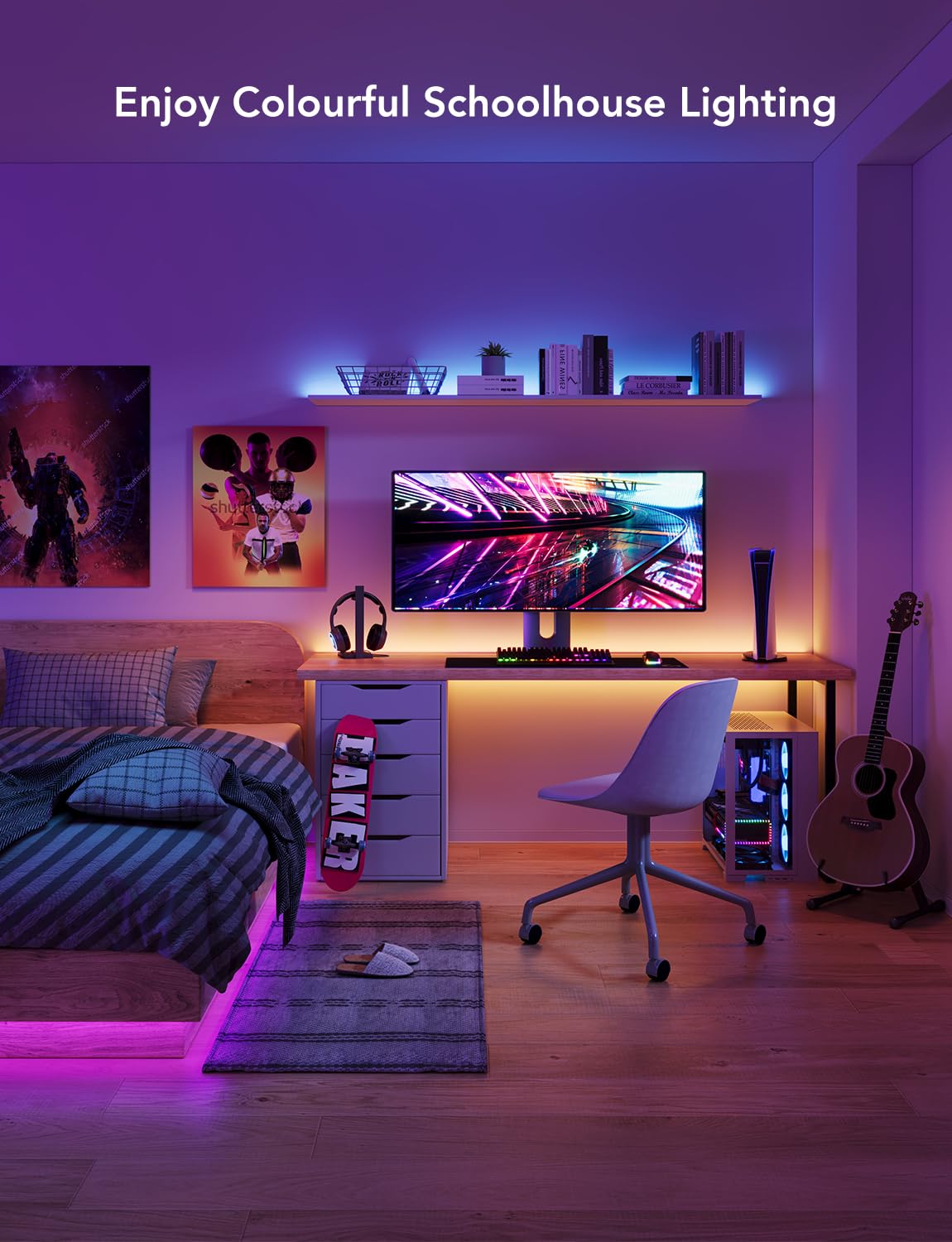 Govee LED Strip Lights 100ft, RGB, WiFi, Works with Alexa & Google Assistant, Model H614E, Indoor/Outdoor Use