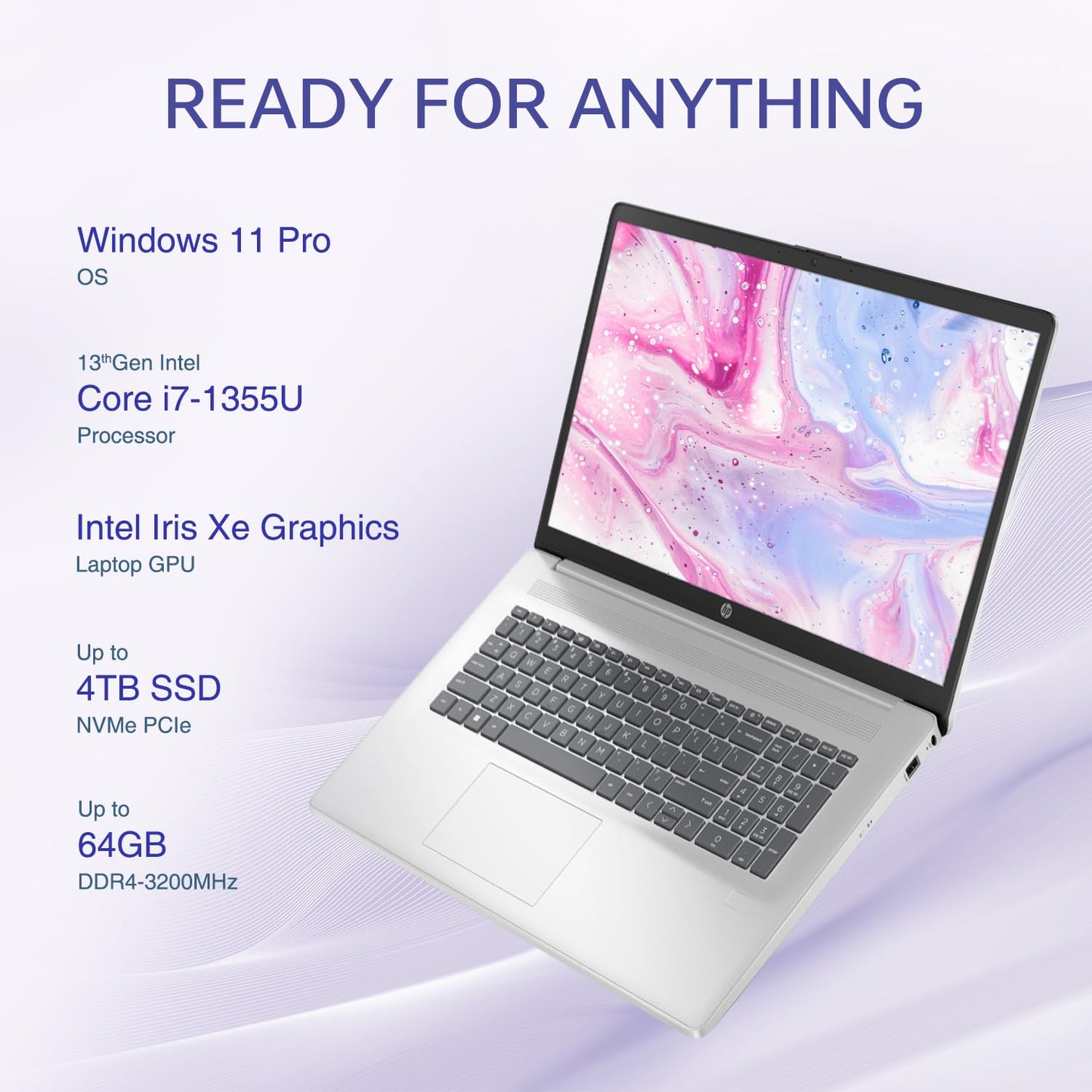 Hp 17T Performance Business Laptop, 17.3 Fhd, Intel Core I7-1355U, 16Gb Ram, 1Tb Ssd, Fingerprint Reader, Hdmi, Superspeed Usb,