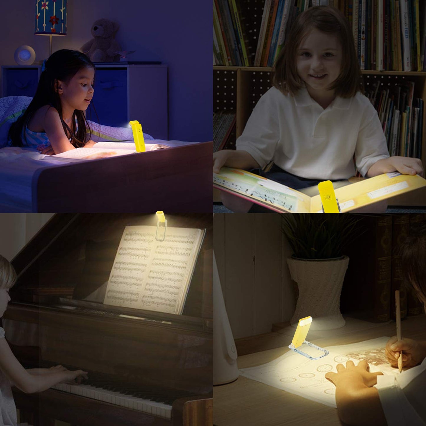 HONWELL Rechargeable Book Light Clip On LED Reading Lamp, 3 Brightness Levels, Portable, Yellow, Model H008YW-Y