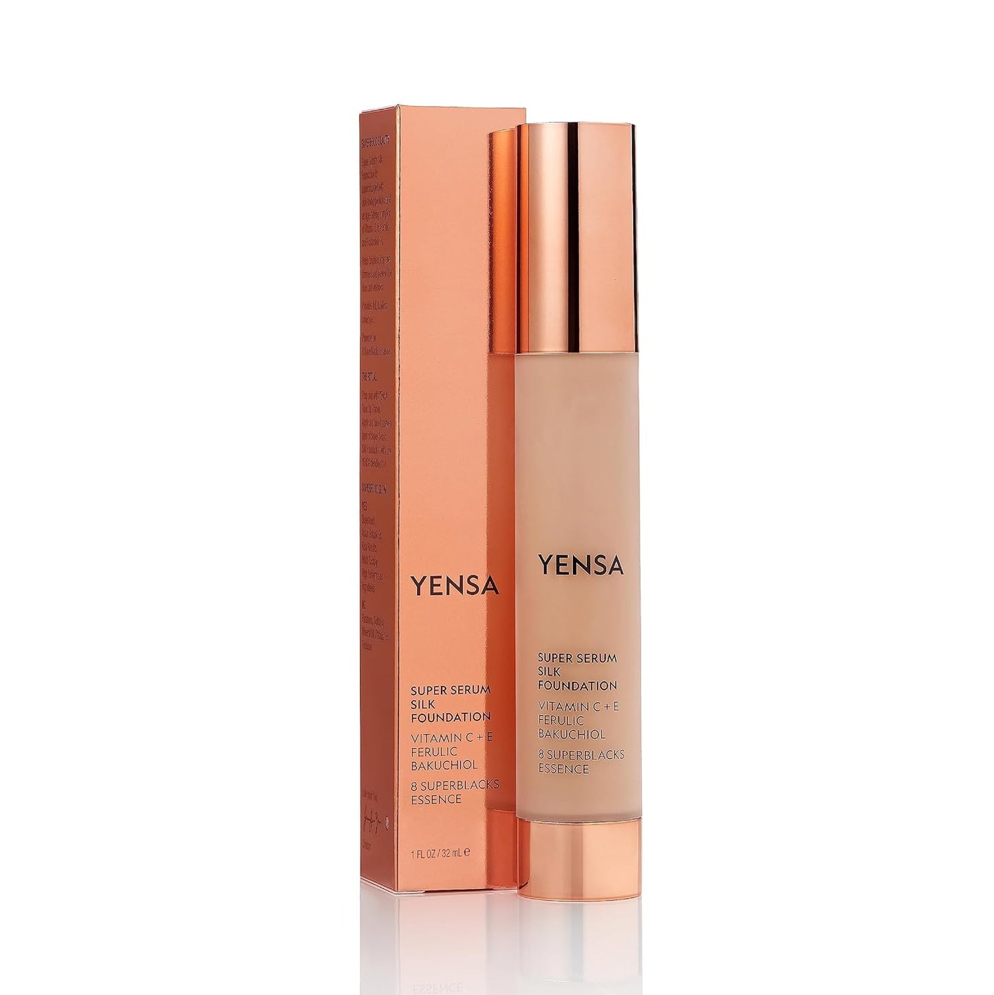 YENSA Super Silk Foundation - Full Coverage, Age-defying complex of Vitamin C, E, Ferulic, and Bakuchiol Oil (Tan 1) 1.0 fl oz