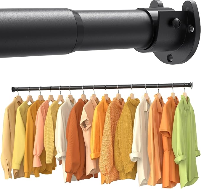 Closet Rods for Hanging Clothes, 17-84 Inch No-Cut Stepless Adjustable Closet Rod, 1.3 Inch Heavy Duty Metal Closet Hangin...