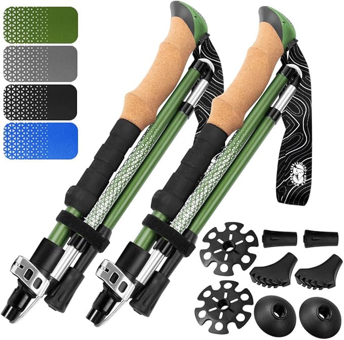 Premium Foldable Hiking Poles by USA Brand - Adjustable, Lightweight Trekking Poles Made of Aircraft Aluminum, Metal Flip ...