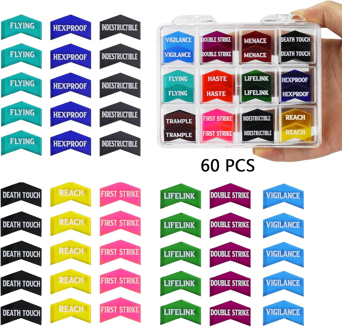 110PCS MTG Tokens & 12mm Magic Counter +1/+1 MTG Dice Set, Buff Ability Keywords Tokens Life Counters 6 Sided Dice, Compatible with Magic The Gatering CCG TCG Magic Card Game Accessories