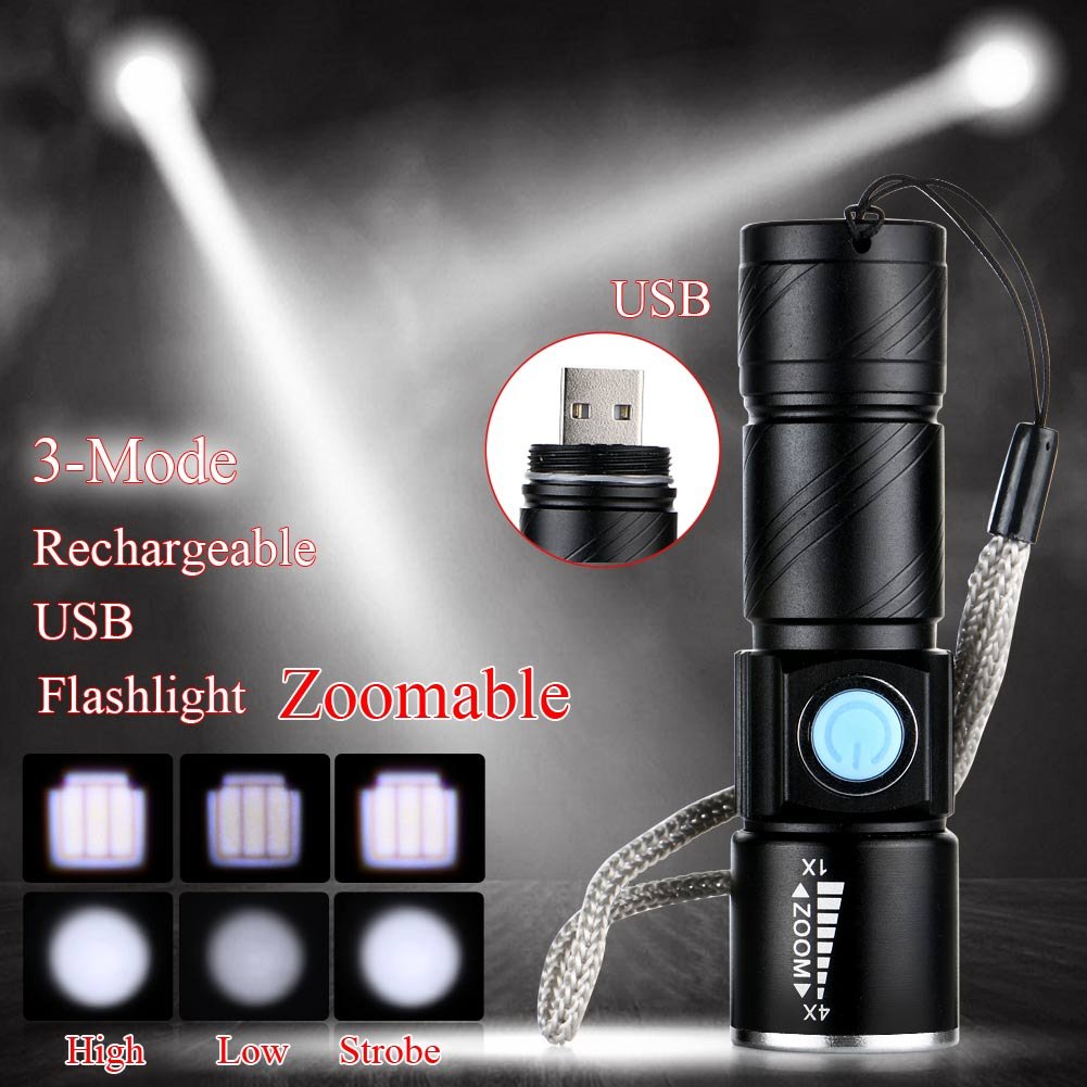 Wreow Mini Usb Rechargeable Flashlight Led Flashlights 3 Light Modes And Zoomable  Ip65 Water-Resistant Super Bright Pocket Torch Light For Camping  Hiking  Emergency  Edc (2 Pack)