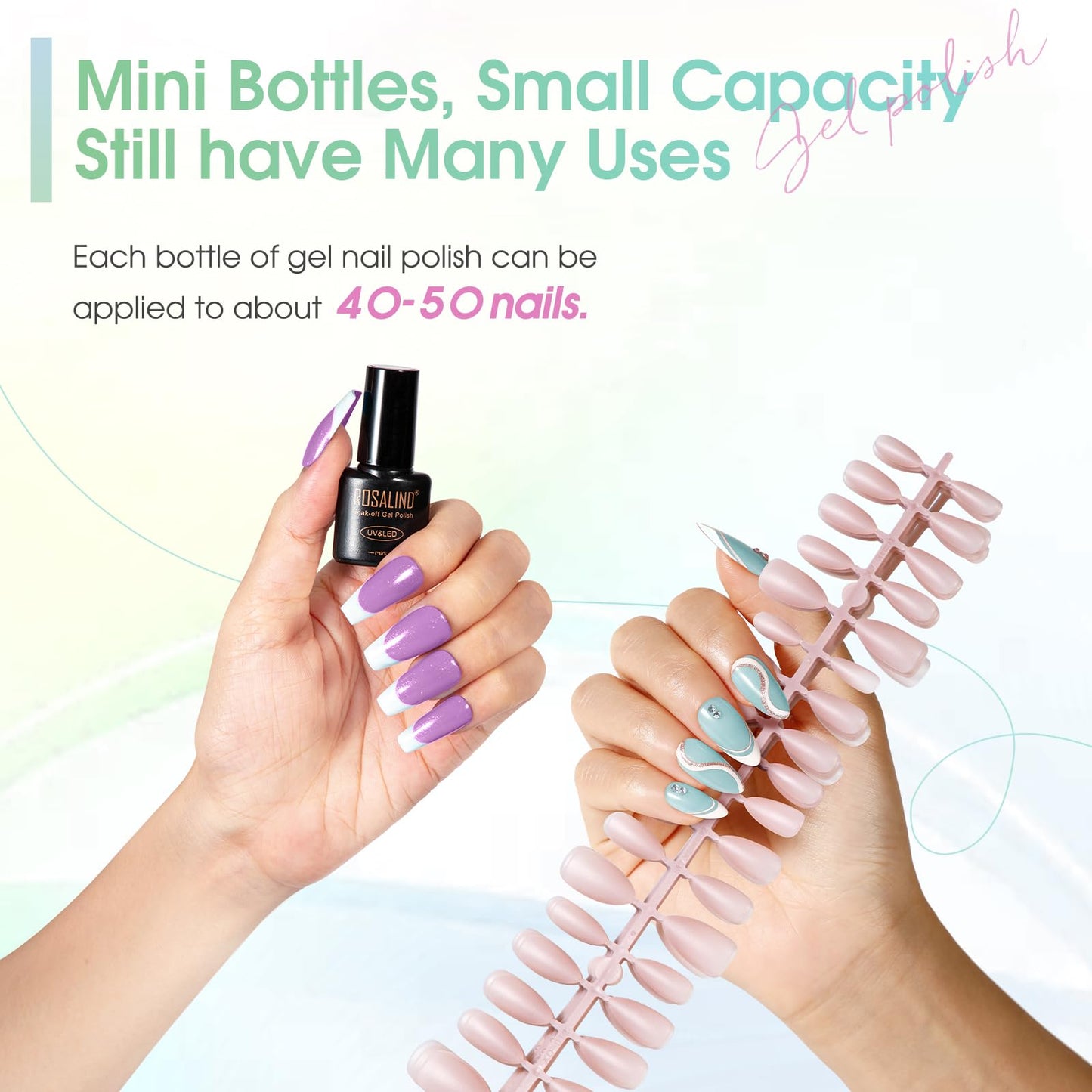 ROSALIND 18PCS Gel Nail Polish Set with Base Top Coat (Glossy Matte and Glitter),14 Pcs Pastel Bright Colors Gel Polish Set Maca