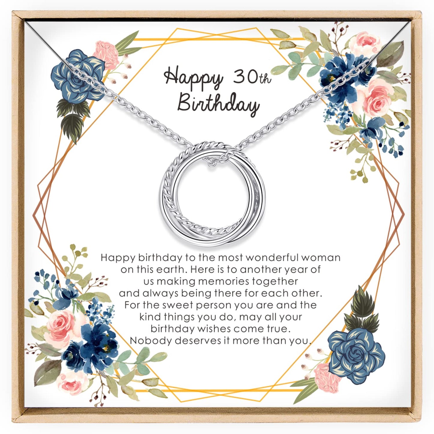 Annamate 30th Birthday Gifts for Women, Sterling Silver 3 Decade Jewelry Gifts Ideas, 30th Birthday Necklace Gifts for Her