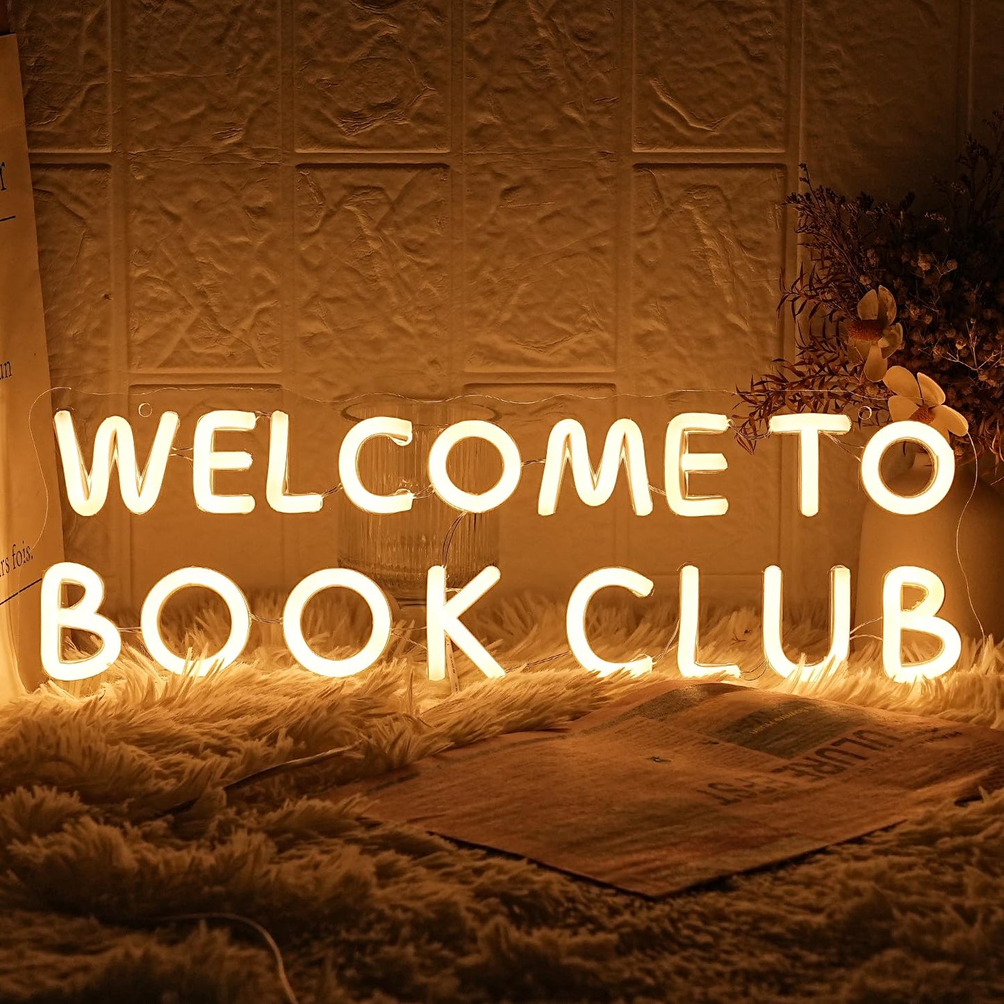 Lmsignly Welcome To Book Club Neon Sign For Wall Decor Led Letter Neon Light Book Club Neon Sign For Library Bedroom Classroom Bookstore Decor Room Led Sign Reading Lover Gift