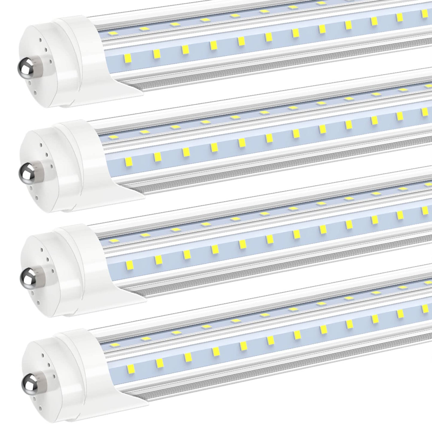 JESLED T8 T10 T12 LED Light Bulbs, 8FT, 50W, 6000LM, Ballast Bypass, V Shape, 5000K, Aluminum