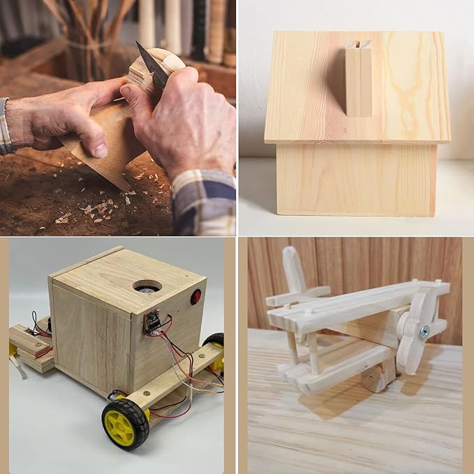 6PCS Rectangle Wood Boards Unfinished Wood Blocks for Crafting, 8x3x0.8in Blank Whittling Wooden Blocks for Wood Carving,Painting & Burning