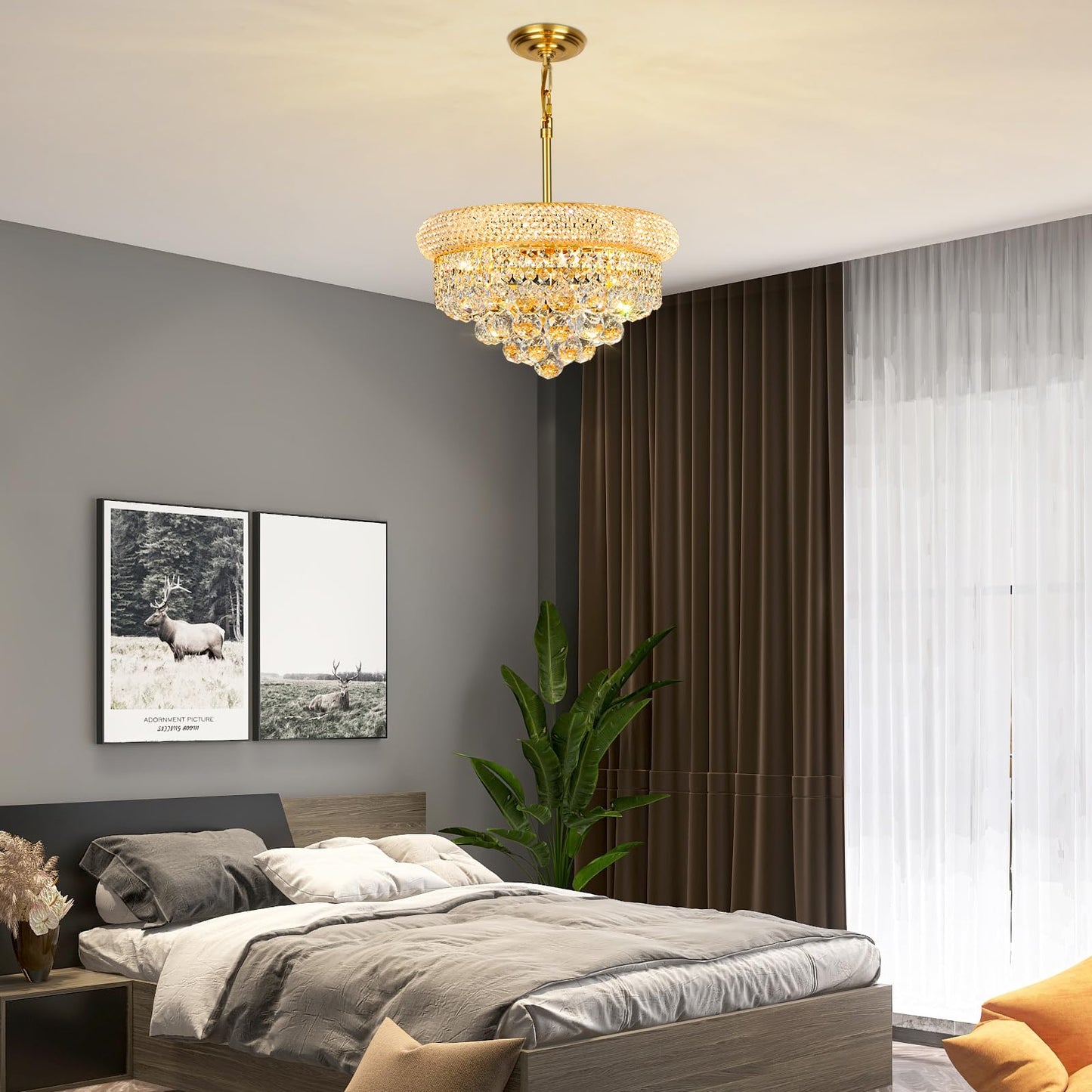 Crystal Chandeliers For Dining Room Light Fixture Over Table  Empire Style K9 Crystal Chandeliers For Bedroom  4 Lights Gold stylish Lighting Fixtures For Entryway Kitchen Island Foyer D15 Inch