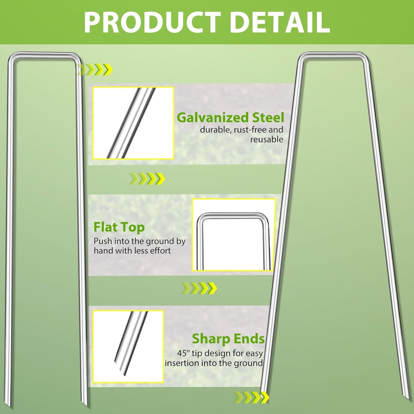 Landscape Staples 8 Inch, 12 Pack 8 Gauge Galvanized Garden Staples U-Shaped Landscape Stakes, Heavy Duty Ground Stakes for Outdoor Decorations, Weed Barrier Fabric, Irigation Tubing, Tent