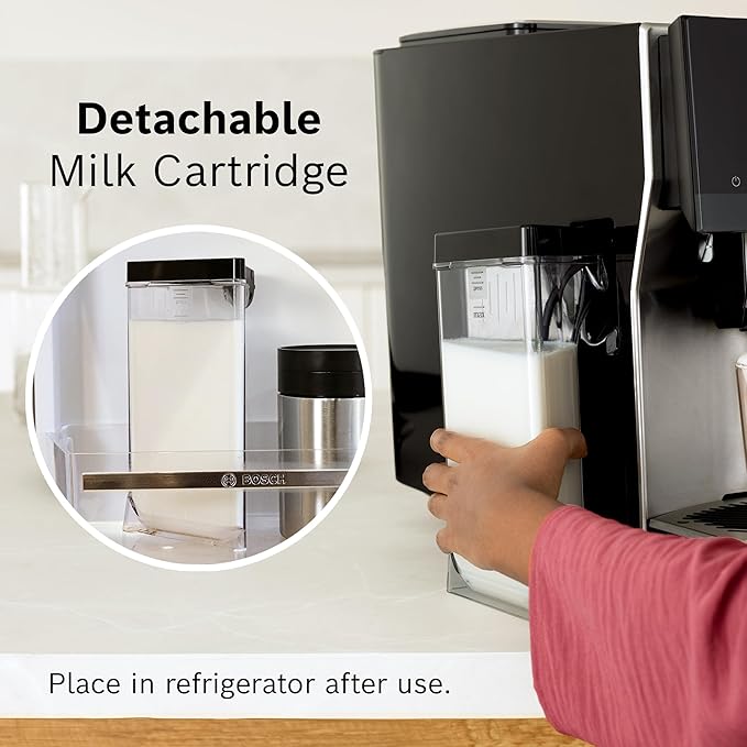 Bosch 800 Series Fully Automatic Espresso and Coffee Machine – 36 Drinks with Coffee World, Cold Brew, Double Cup, Integrated Milk Container, Smart Features, in Silver TQU60307