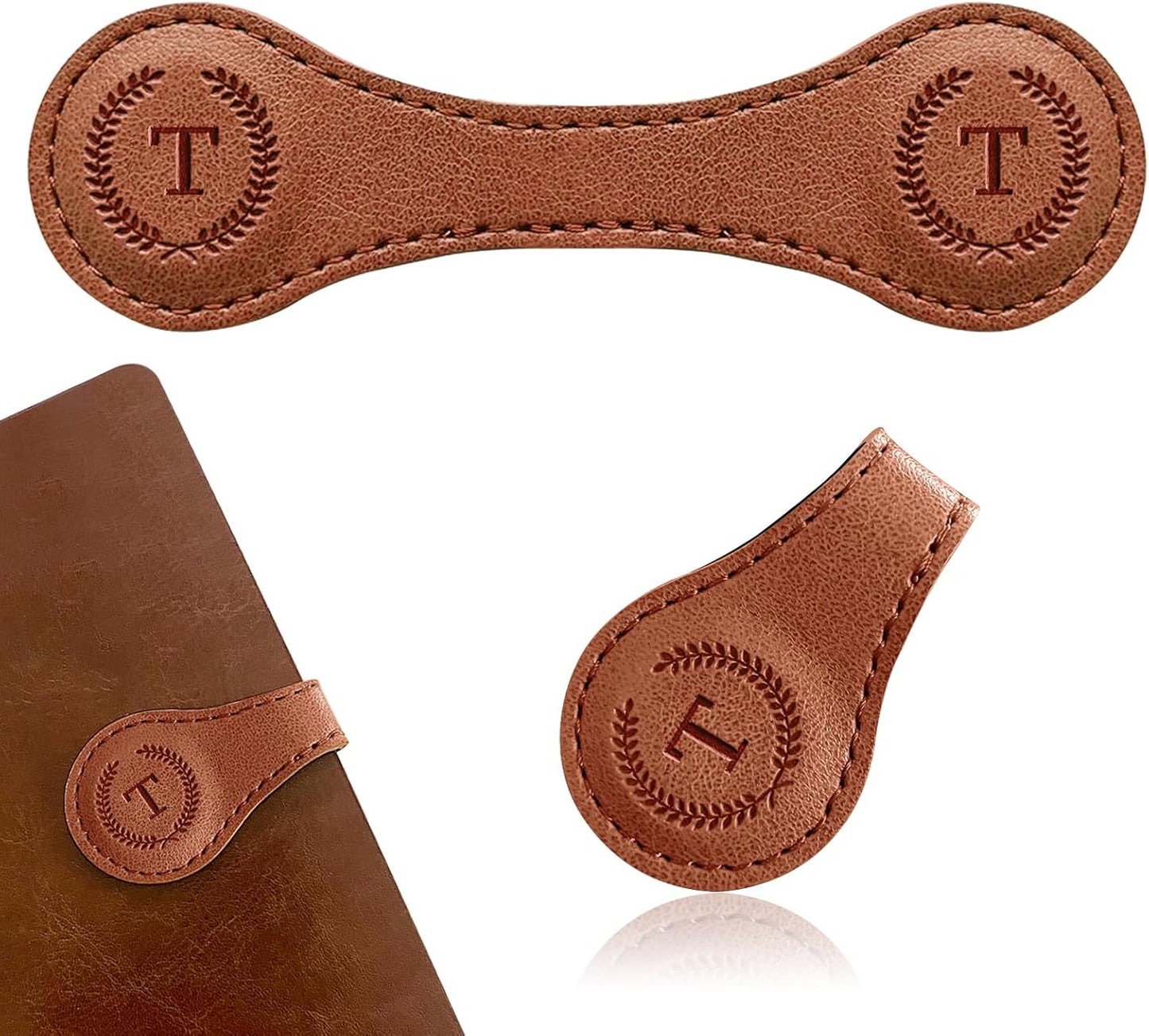Handmade Personalized Leather Magnetic Bookmark - Custom Initial Letter Design with 26 Alphabet Choices - Durable Bookmark for Readers, Book Lovers, Women & Kids