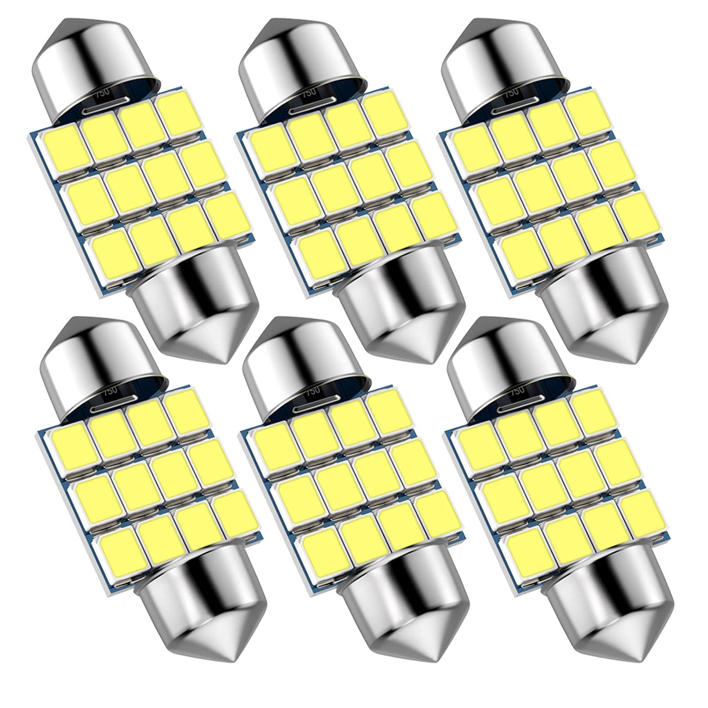 Giveubed 3175 Festoon Led Car Bulb, 31Mm, 6000K White, Super Bright, Pack Of 6 For Interior Dome Map Door Lights