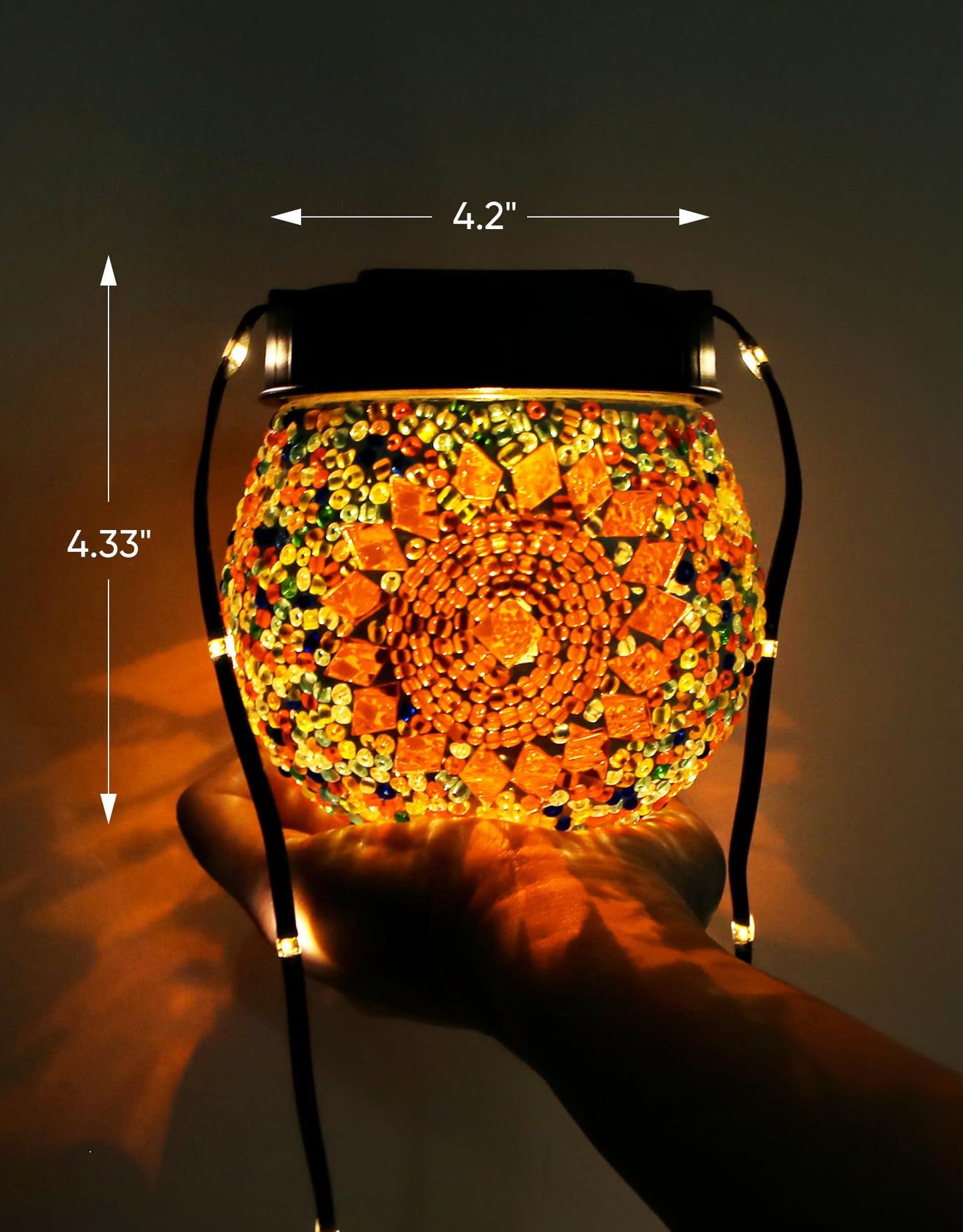 Mosaic Solar Lights Outdoor 2 Pack  Solar Hanging Lanterns Christmas Halloween Gifts For Women Mom Grandma  Waterproof Glass Globe Lights  Garden Patio Decor For Yard  Tree  Balcony  Warm