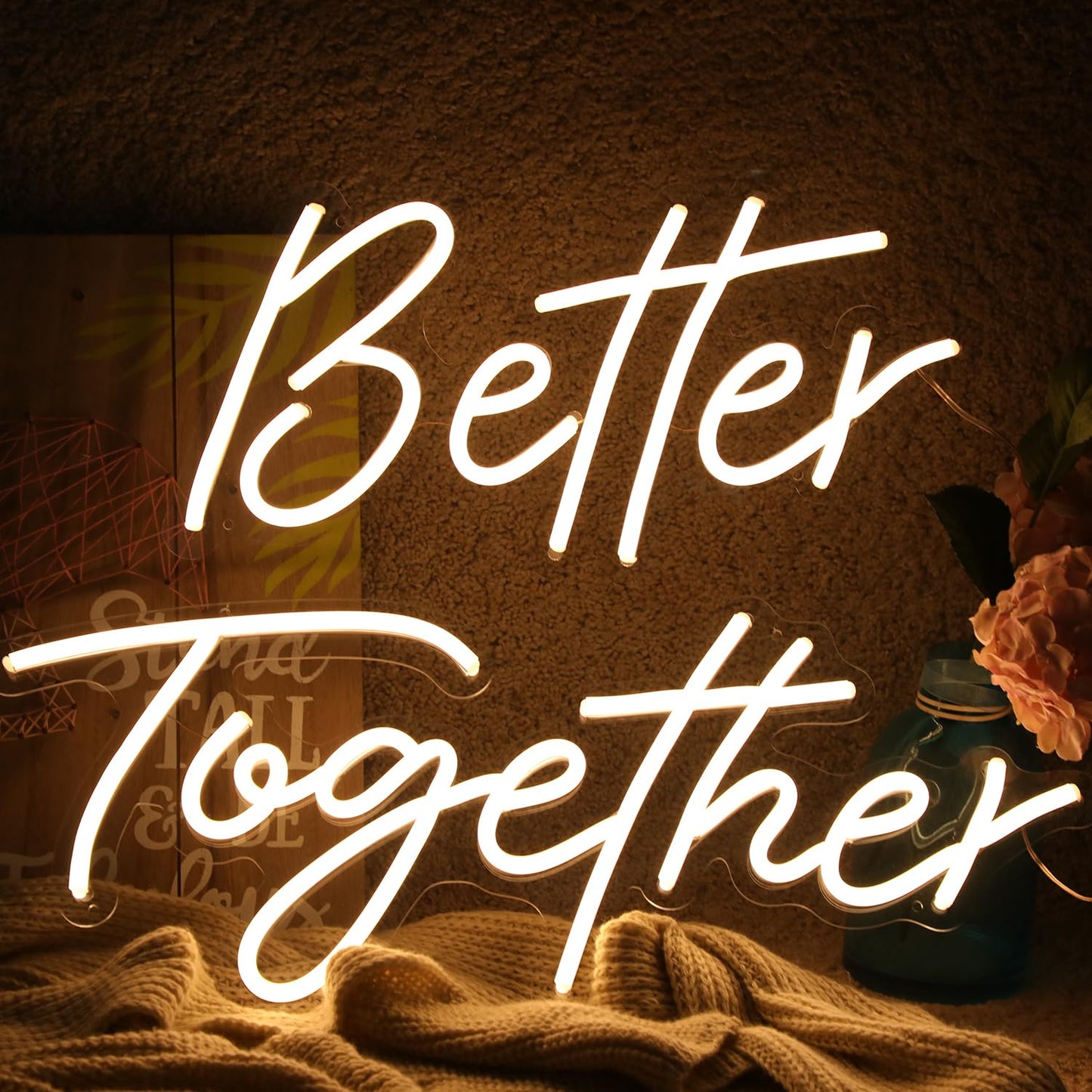 ATOLS Neon Wall Sign, Warm White, Dimmer Switch, 12V, 23.5x10.5 & 17.5x8.5 Inches, Engagement Party & Wedding Decor