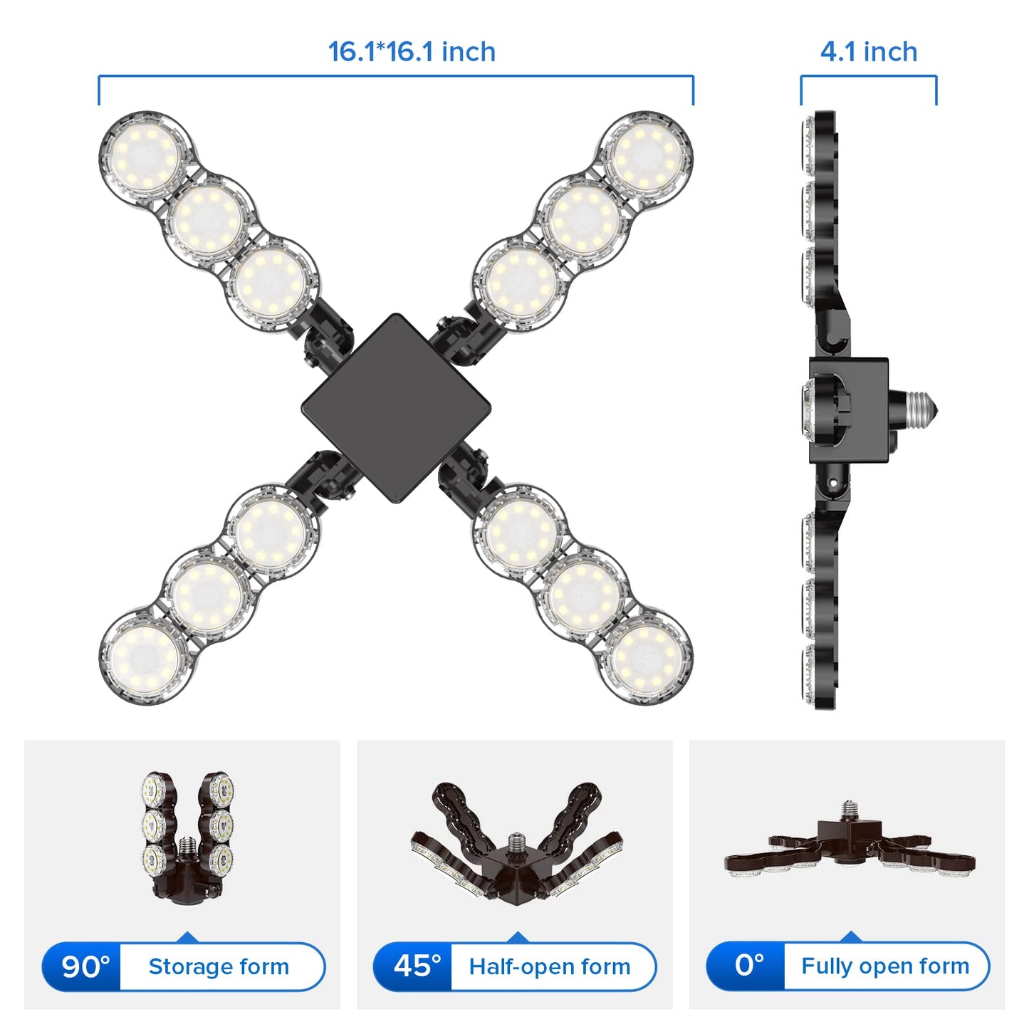 SANSI LED Garage Light 60W 6000lm Daylight E26 Black Eco Series C21FS-AE
