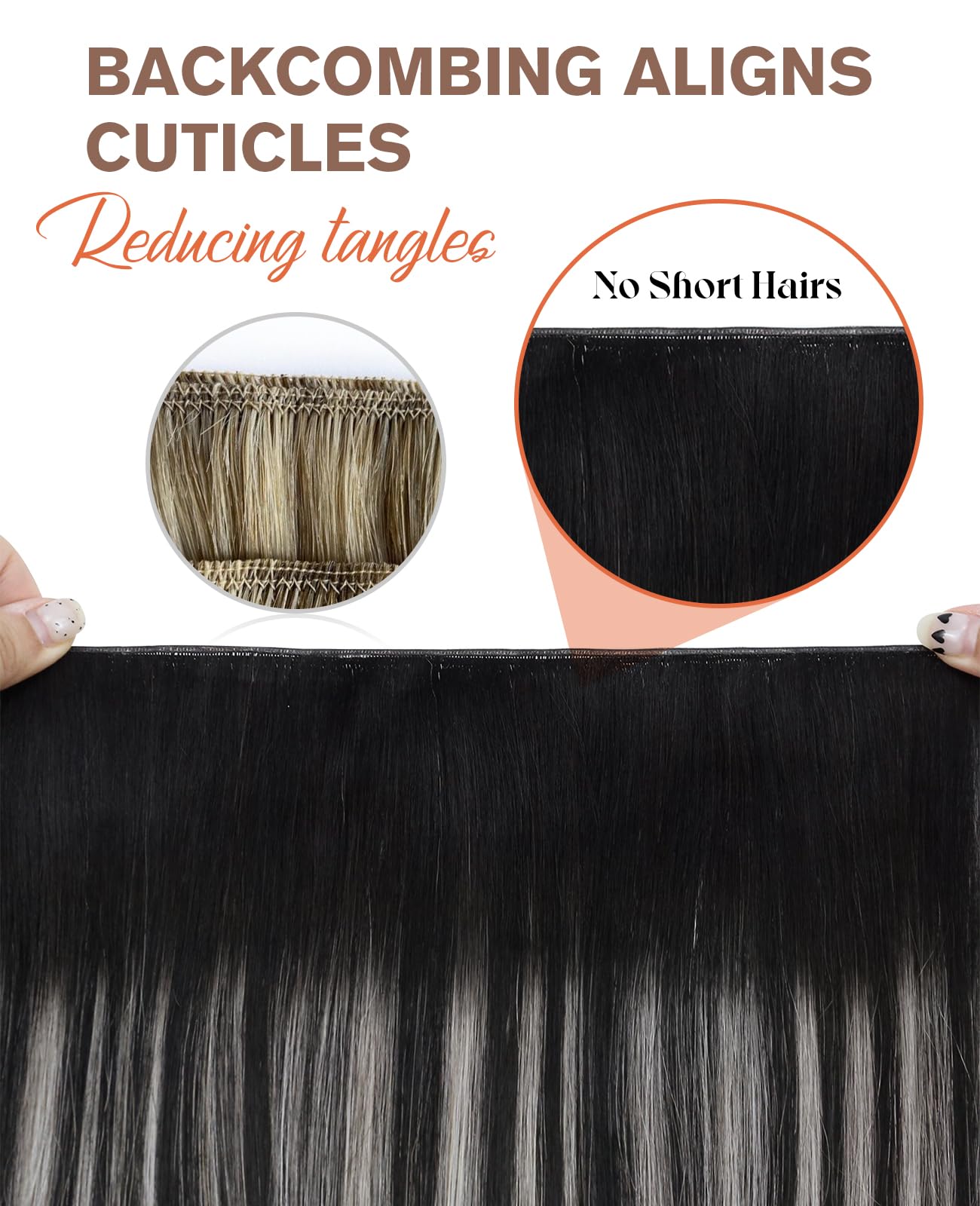 Sunny Hair Genius Weft Hair Extensions Human Hair Balayage Hand Tied Genius Weft Extensions Black Ombre Silver Grey Human Hair S