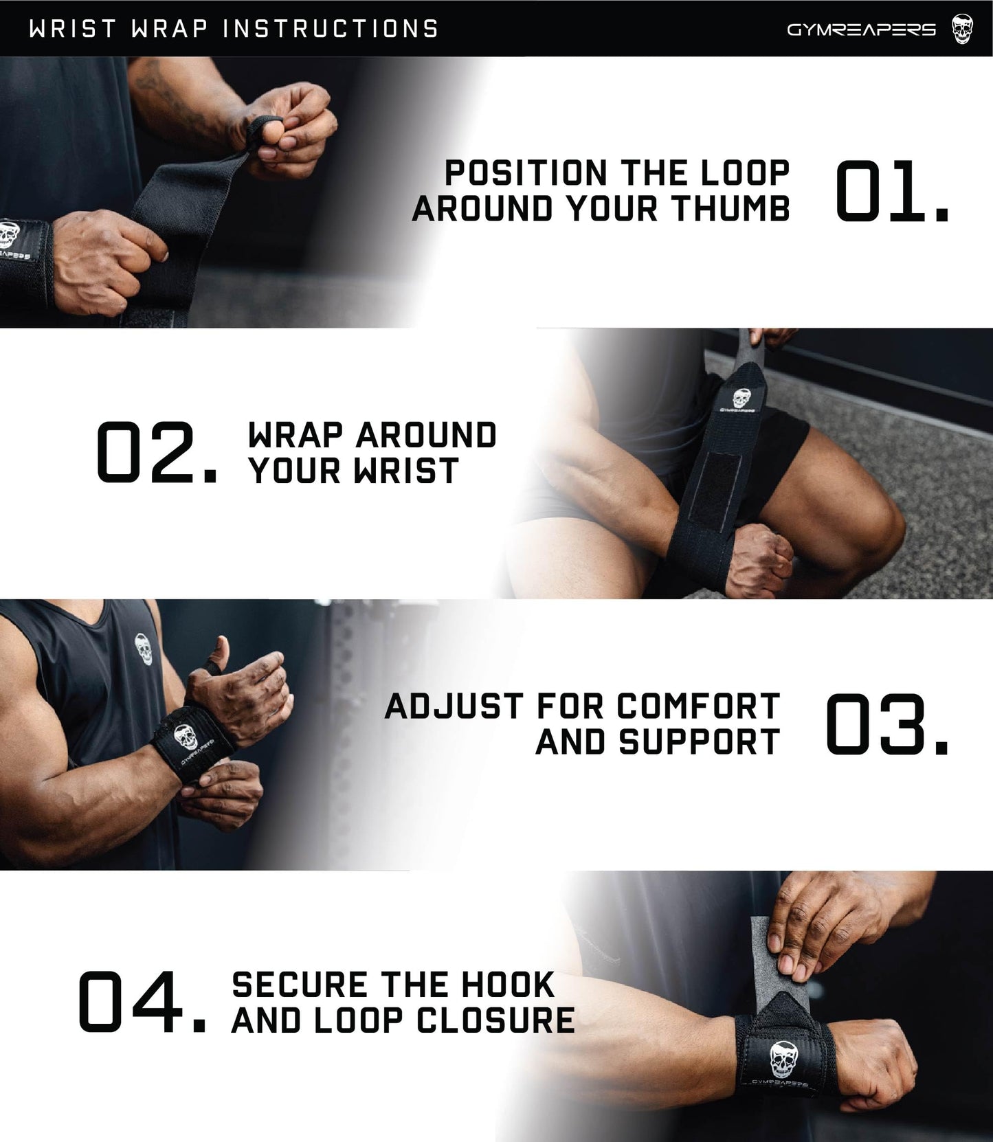 Gymreapers Weightlifting Wrist Wraps (Competition Grade) 18" Professional Quality Wrist Support with Heavy Duty Thumb Loop - Strength Training, Bodybuilding