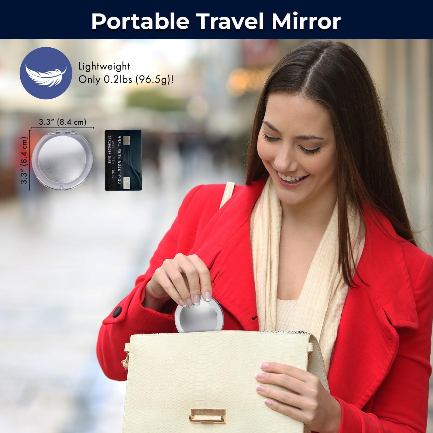 MIRRORVANA Small 12X Magnifying Travel Makeup Mirror, Dual-Sided 12X/1X, Foldable and Lightweight, Portable Compact Mirror Desig