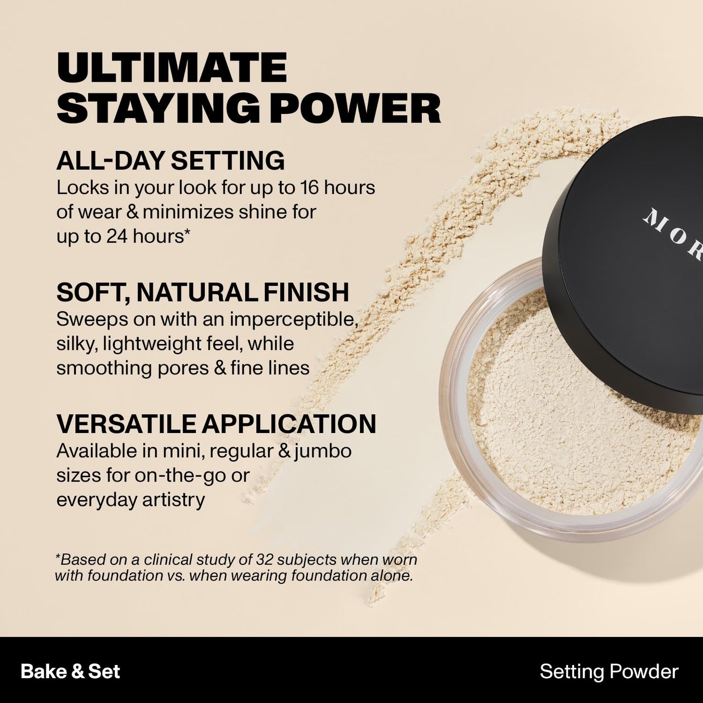 Morphe Mini Bake & Set Translucent Setting Powder - Lightweight, Talc-Free Finishing Powder for Face Makeup with a Soft, Natural