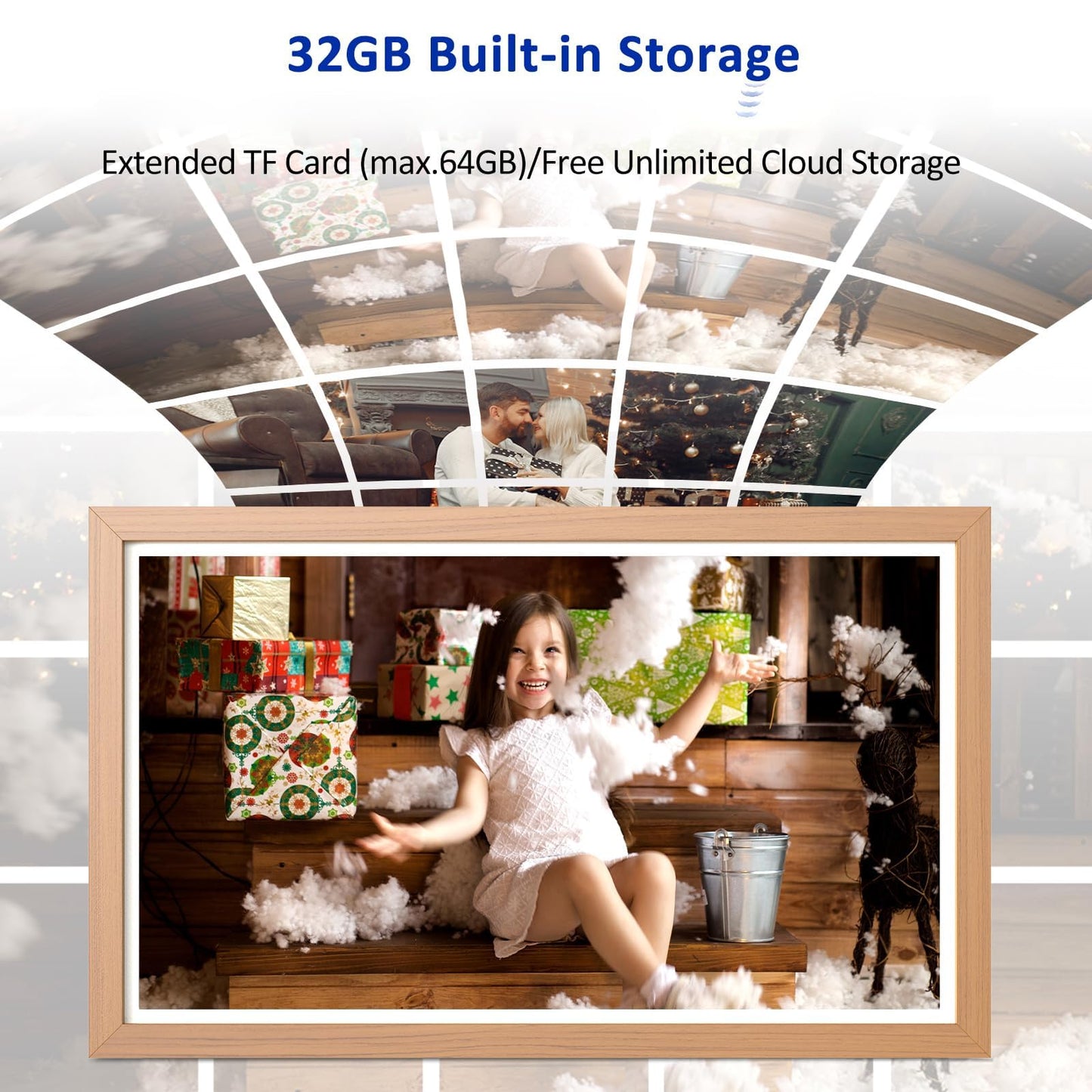 Fullja 21.5    Wifi Digital Photo Frame Large Digital Picture Frame, 32Gb Storage Digital Art Frame, Share Photo Video Via App E